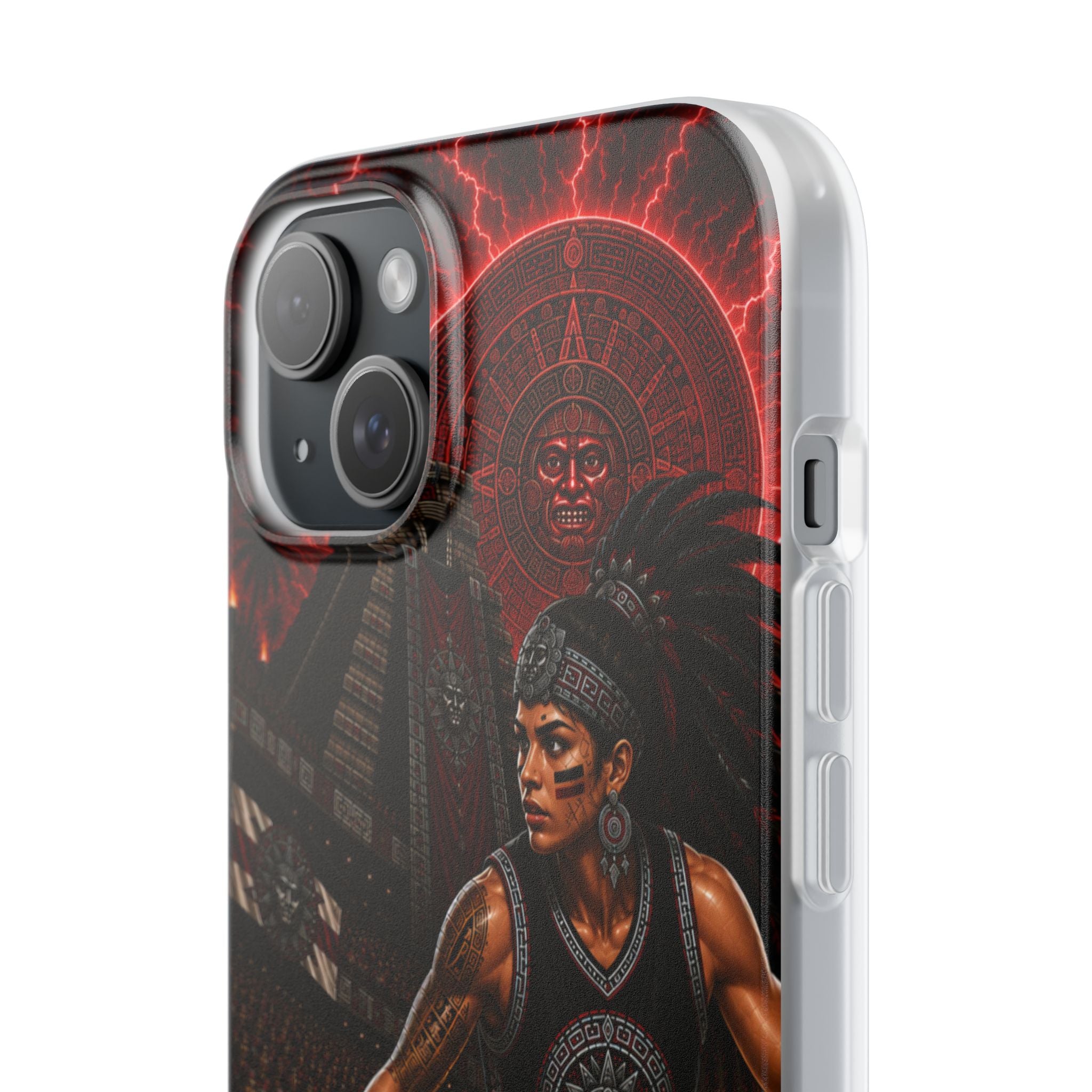 Aztec Basketball Female Warrior – Flexi Phone Case (iPhone & Samsung • Clear TPU • Made & Shipped in the USA • 🚚 FREE USA Shipping • Personalized Option)