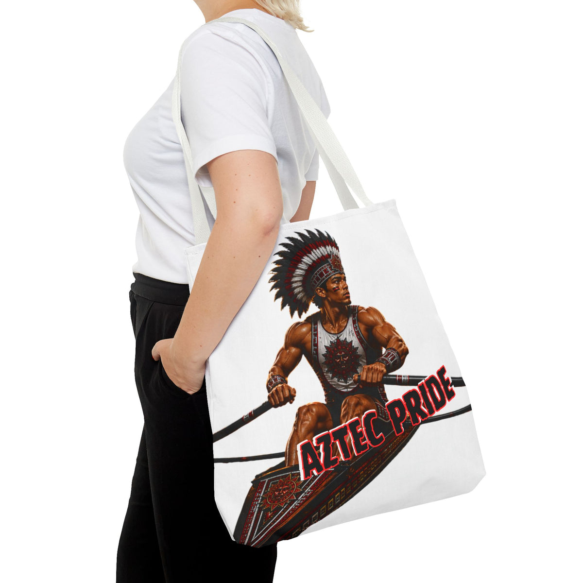 Aztec Rowing Warrior Tote Bag | Aztec-Inspired AI Art • Made & Shipped in the USA • 🚚 FREE USA Shipping • FREE Personalization