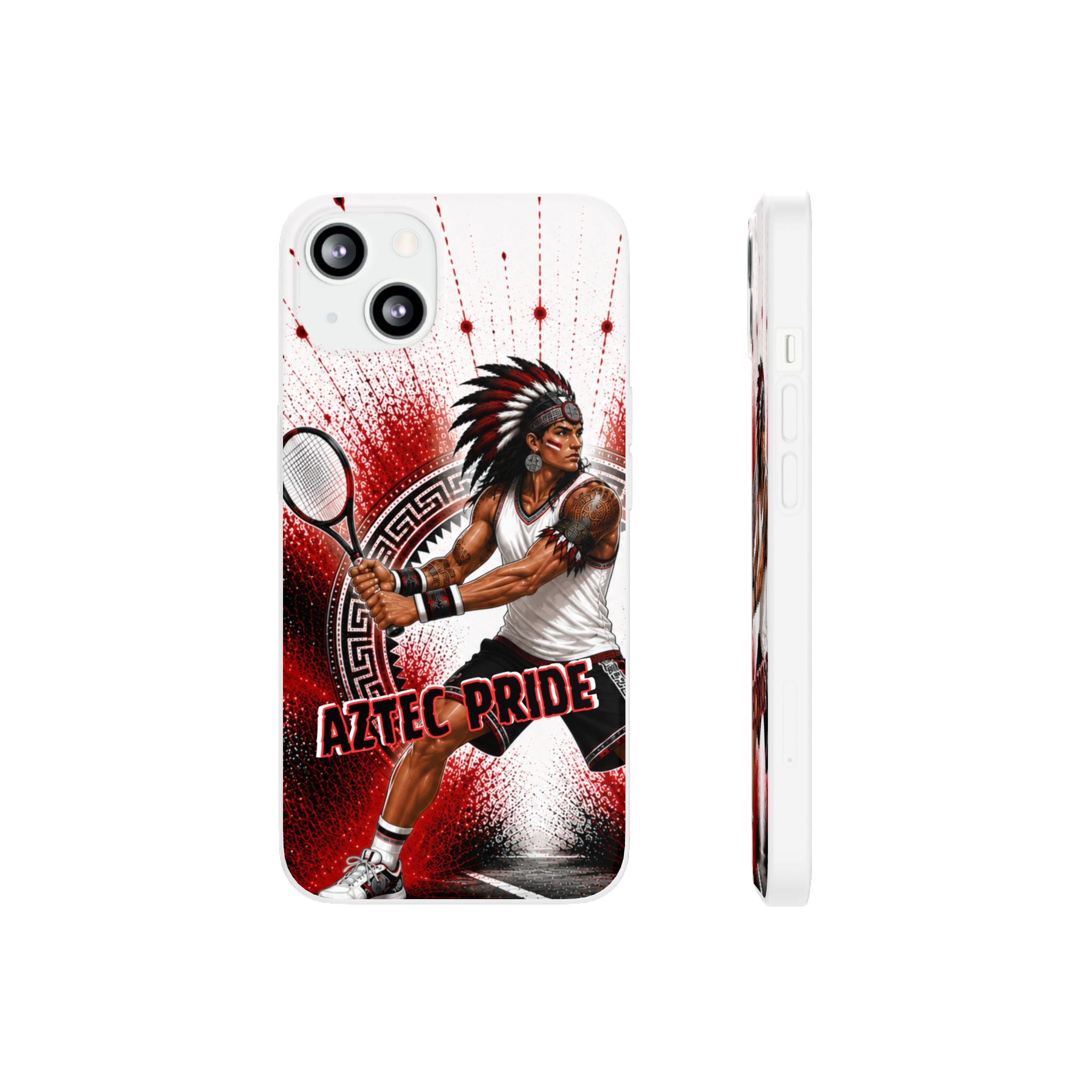 Aztec Tennis Male Warrior – Flexi Phone Case (iPhone & Samsung • Clear TPU • Made & Shipped in the USA • 🚚 FREE USA Shipping • Personalized Option)