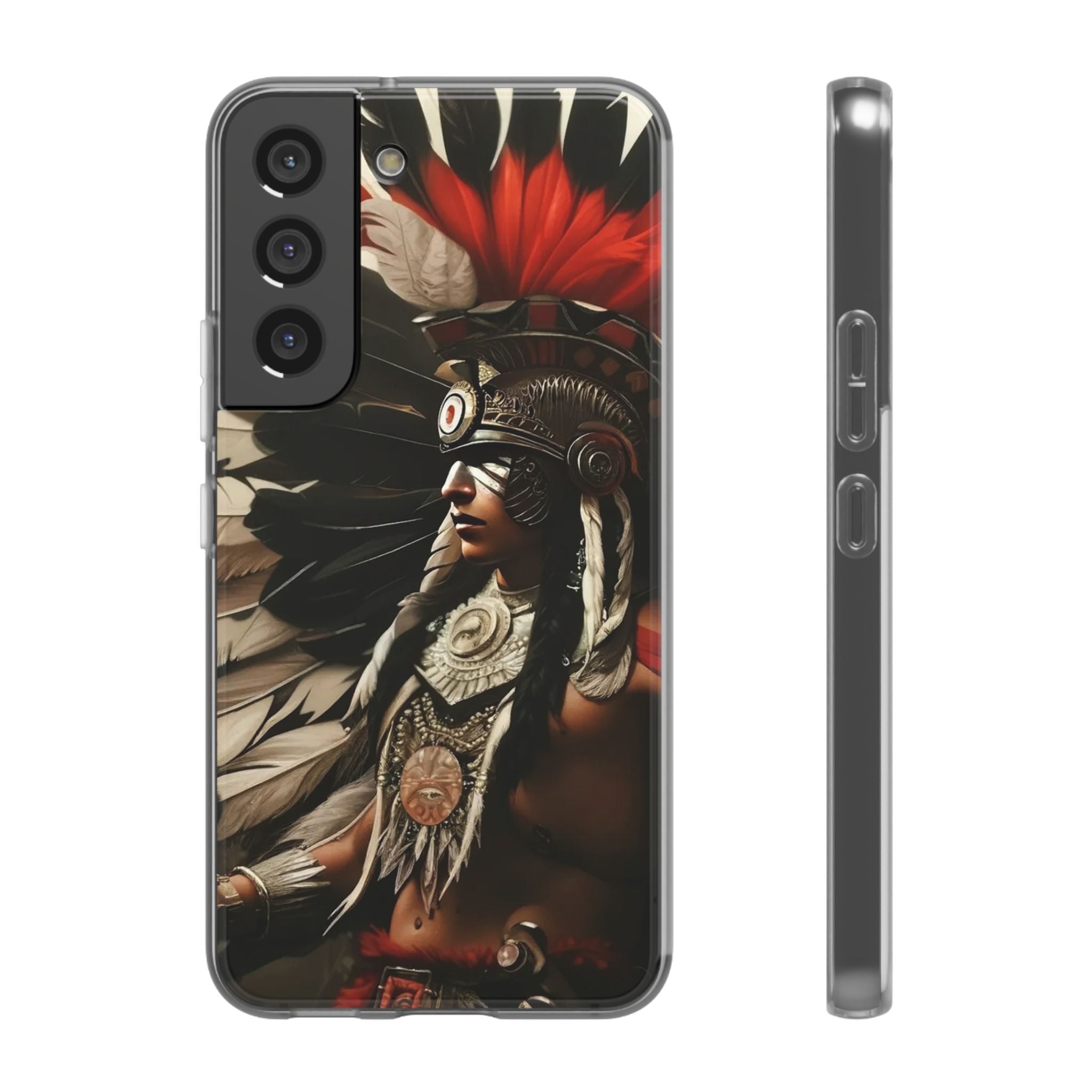 Aztec Fierce Warrior – Flexi Phone Case (iPhone & Samsung • Clear TPU • Made in USA • Personalized Option)