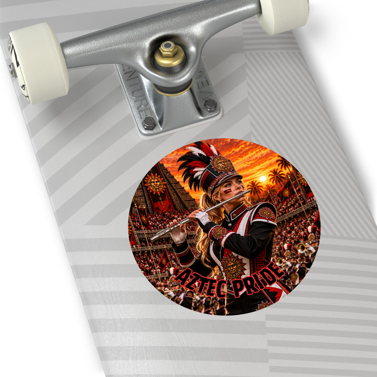 Aztec Band Warrior Round Vinyl Sticker 2”–6” | Made & Shipped in the USA • 🚚 FREE USA Shipping • Personalized Option