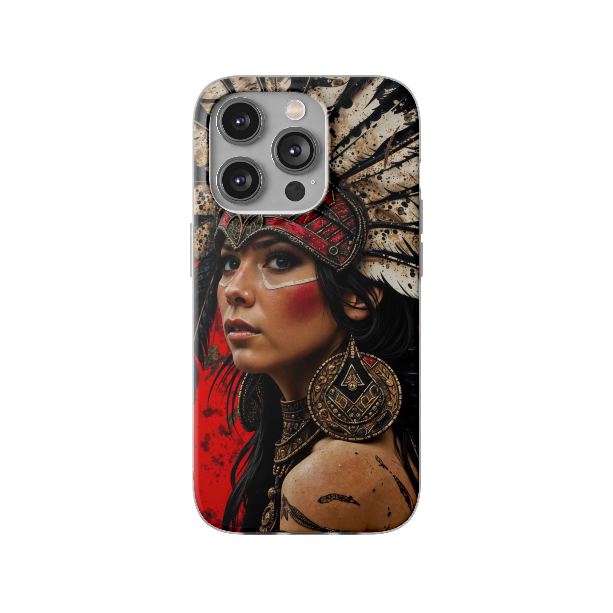 Aztec Moon Goddess – Flexi Phone Case (iPhone & Samsung • Clear TPU • Made in USA • Personalized Option)