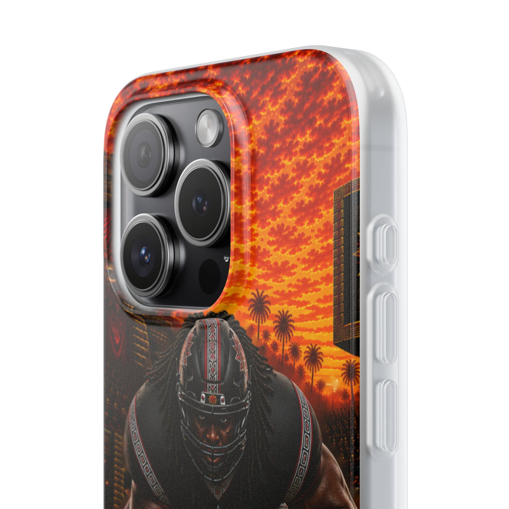 Aztec Football Warrior – Flexi Phone Case (iPhone & Samsung • Clear TPU • Made & Shipped in the USA • 🚚 FREE USA Shipping • Personalized Option)