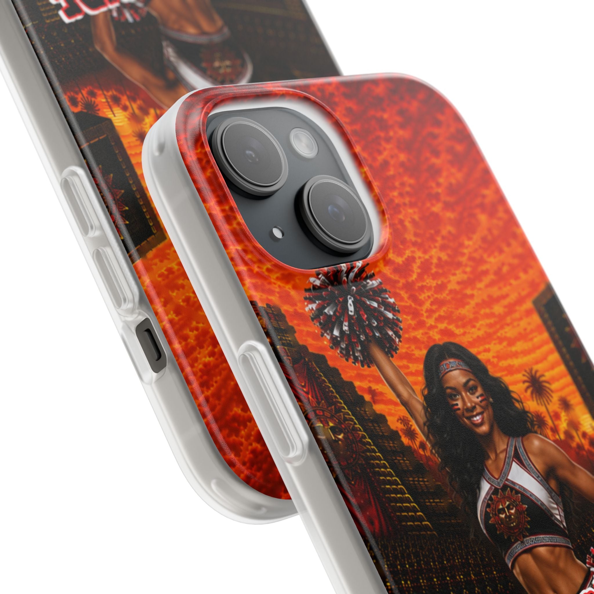 Aztec Cheerleader Warrior – Flexi Phone Case (iPhone & Samsung • Clear TPU • Made & Shipped in the USA • 🚚 FREE USA Shipping • Personalized Option)