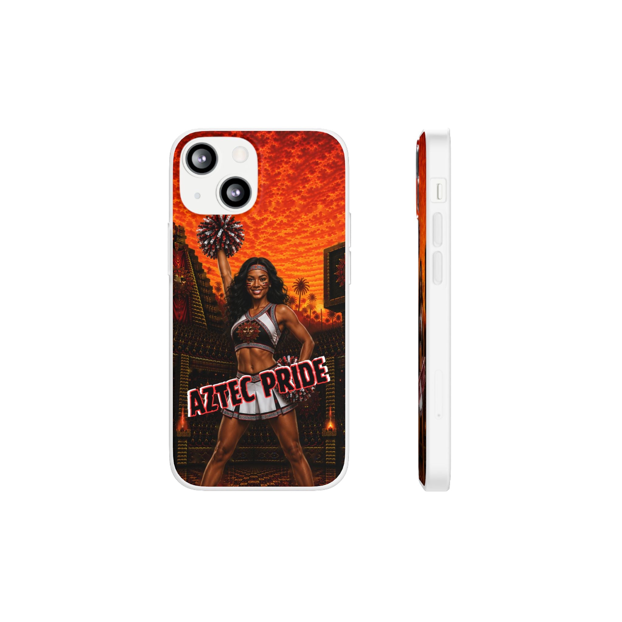 Aztec Cheerleader Warrior – Flexi Phone Case (iPhone & Samsung • Clear TPU • Made & Shipped in the USA • 🚚 FREE USA Shipping • Personalized Option)