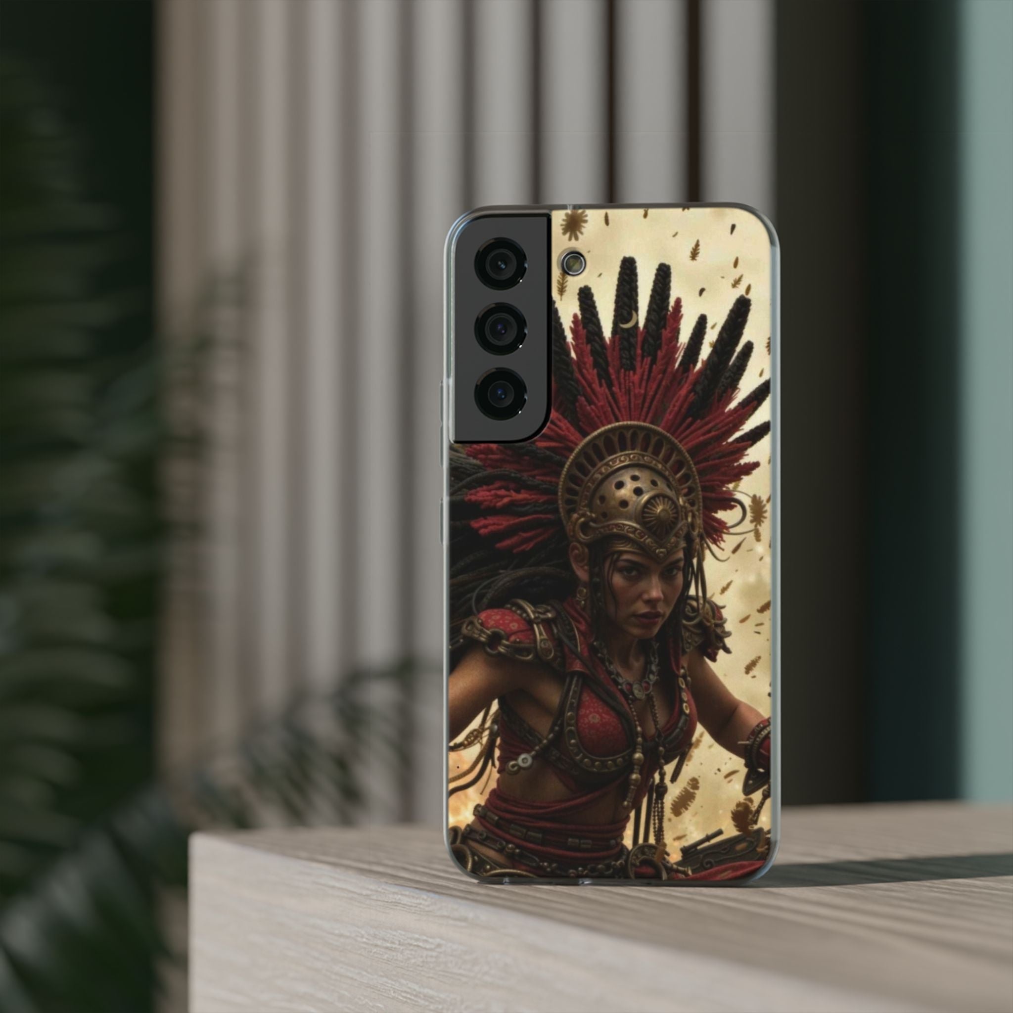 Aztec Bloodwar Queen – Flexi Phone Case (iPhone & Samsung • Clear TPU • Made in USA • Personalized Option)