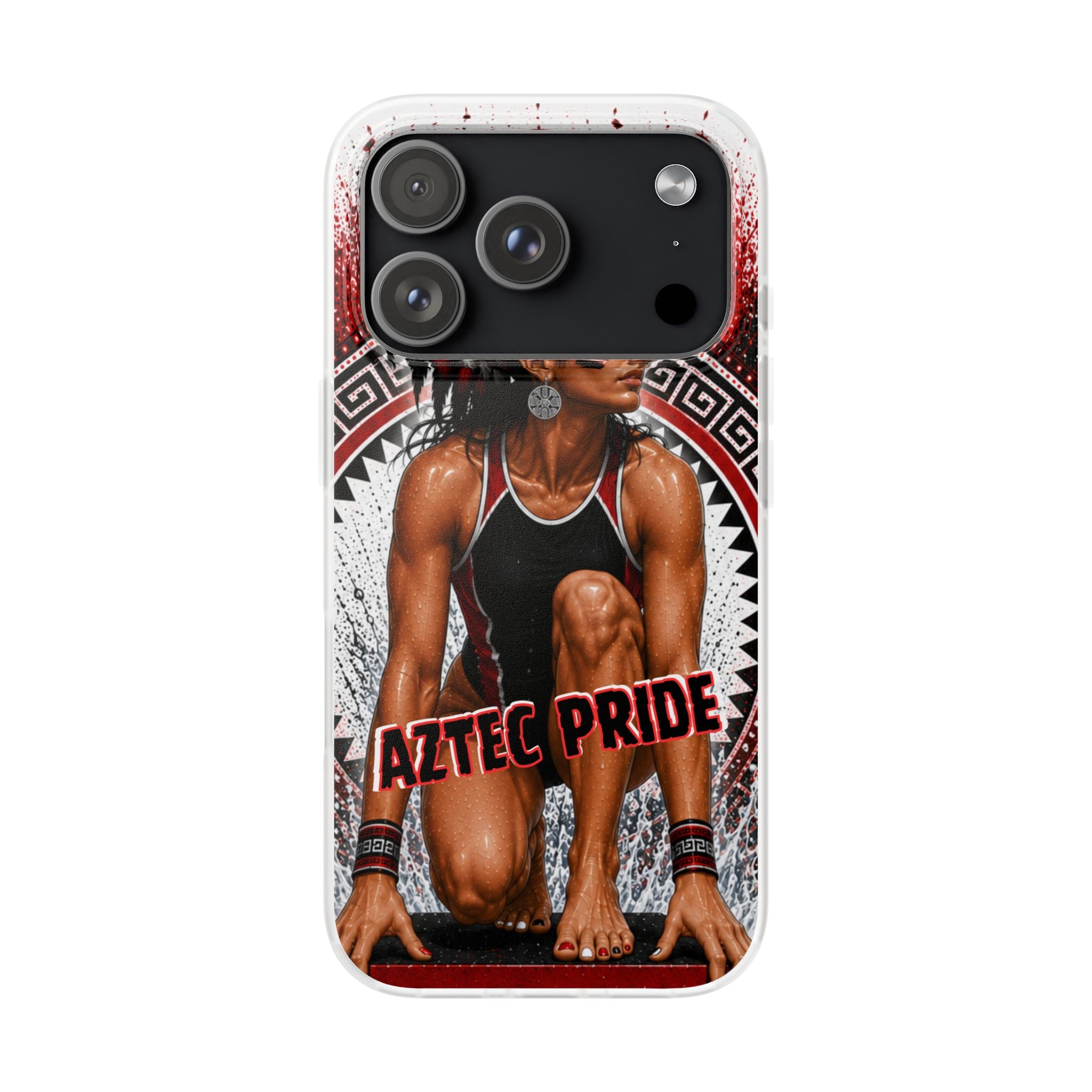 Aztec Swim & Dive Warrior – Flexi Phone Case (iPhone & Samsung • Clear TPU • Made & Shipped in the USA • 🚚 FREE USA Shipping • Personalized Option)