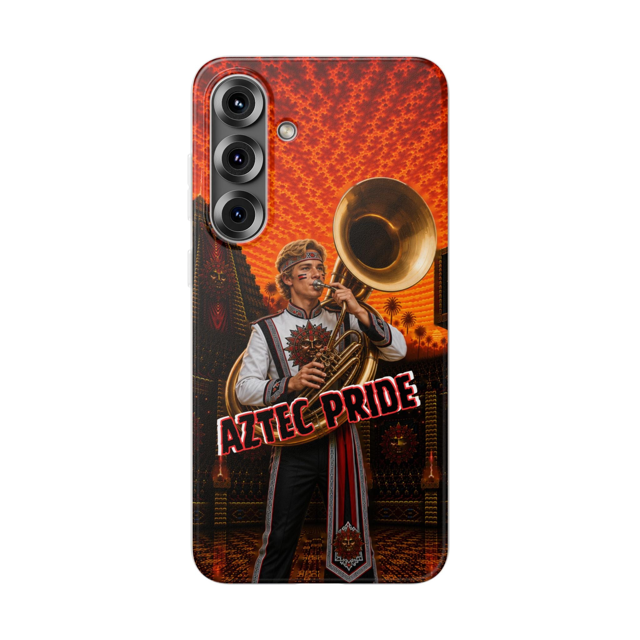 Aztec Band Warrior – Flexi Phone Case (iPhone & Samsung • Clear TPU • Made & Shipped in the USA • 🚚 FREE USA Shipping • Personalized Option)