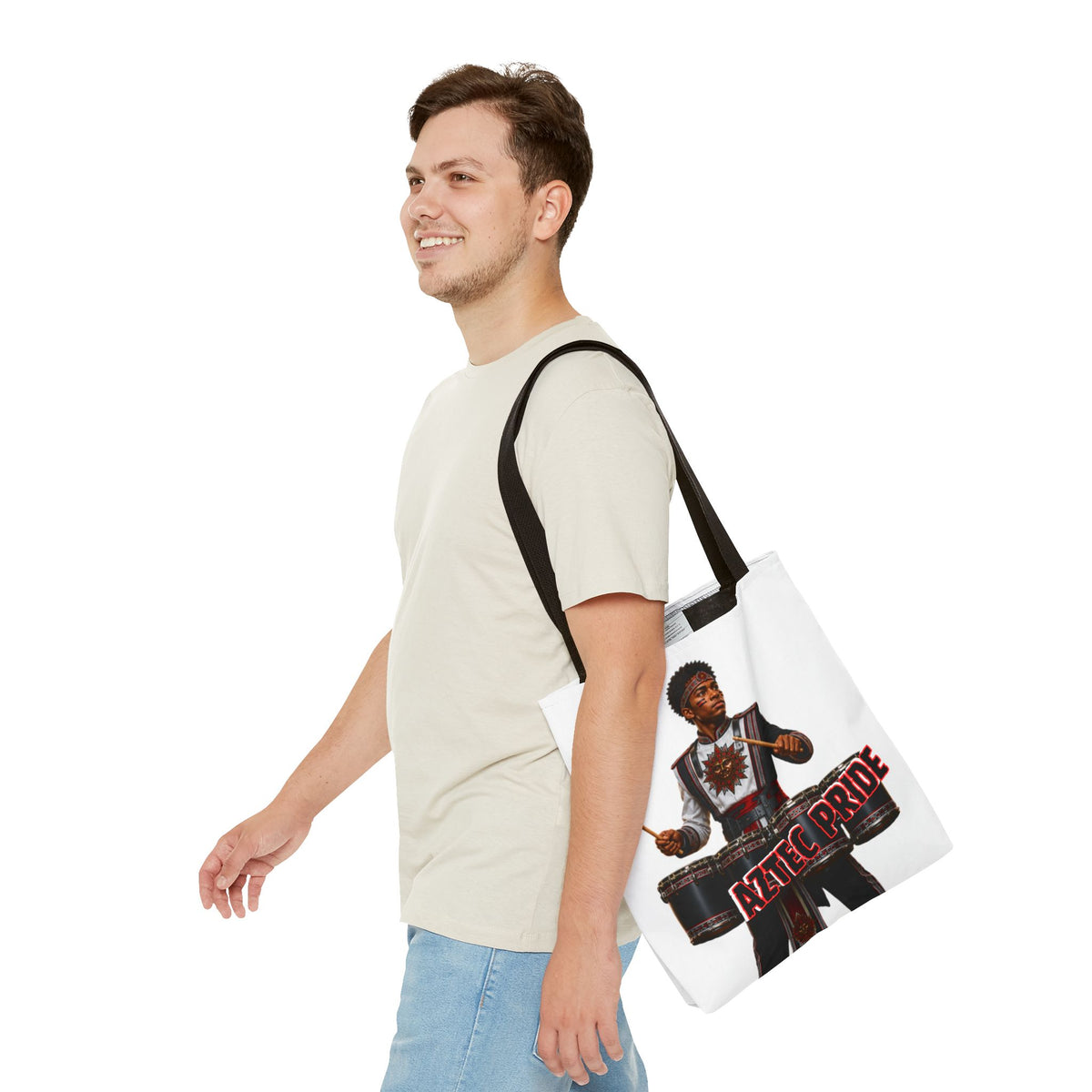 Aztec Band Warrior Tote Bag | Aztec-Inspired AI Art • Made & Shipped in the USA • 🚚 FREE USA Shipping • FREE Personalization