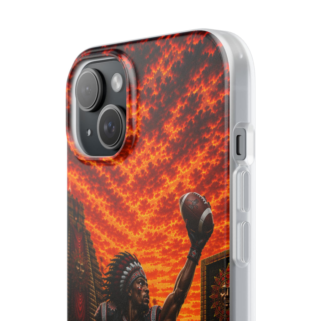 Aztec Football Warrior – Flexi Phone Case (iPhone & Samsung • Clear TPU • Made & Shipped in the USA • 🚚 FREE USA Shipping • Personalized Option)