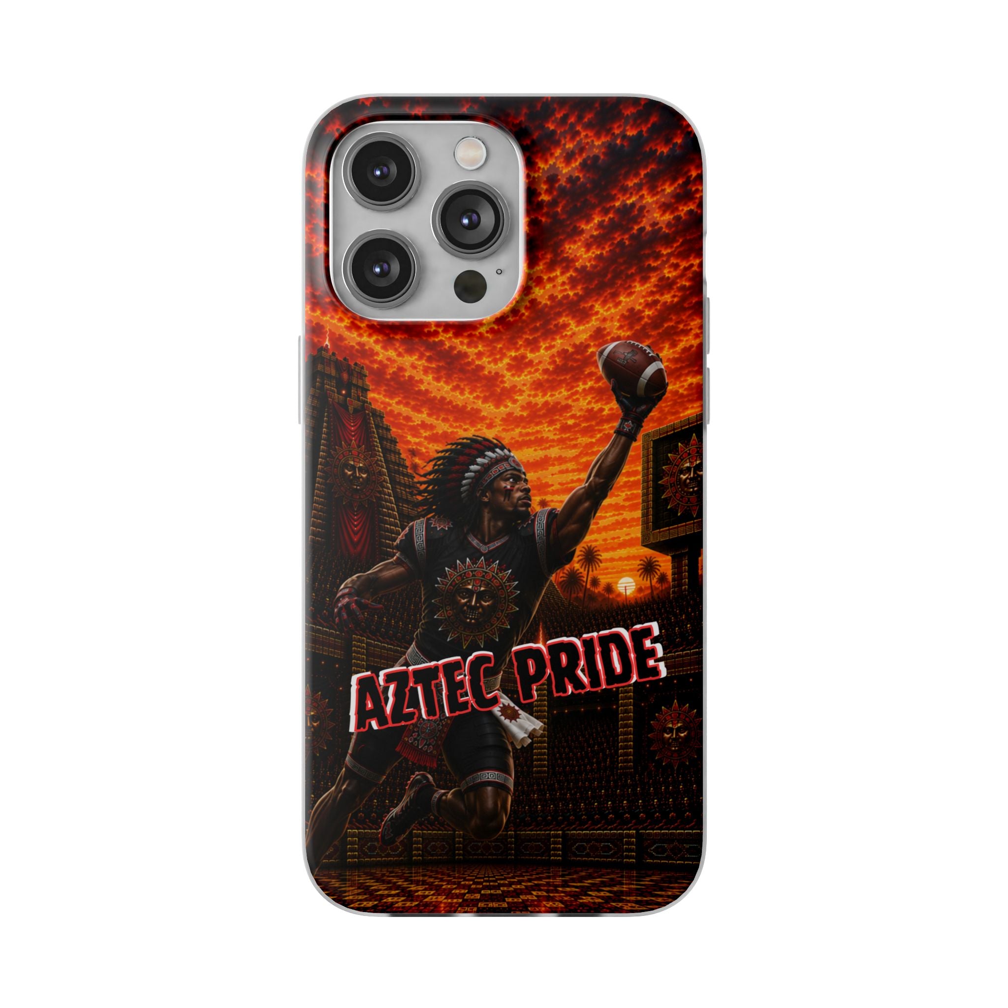 Aztec Football Warrior – Flexi Phone Case (iPhone & Samsung • Clear TPU • Made & Shipped in the USA • 🚚 FREE USA Shipping • Personalized Option)
