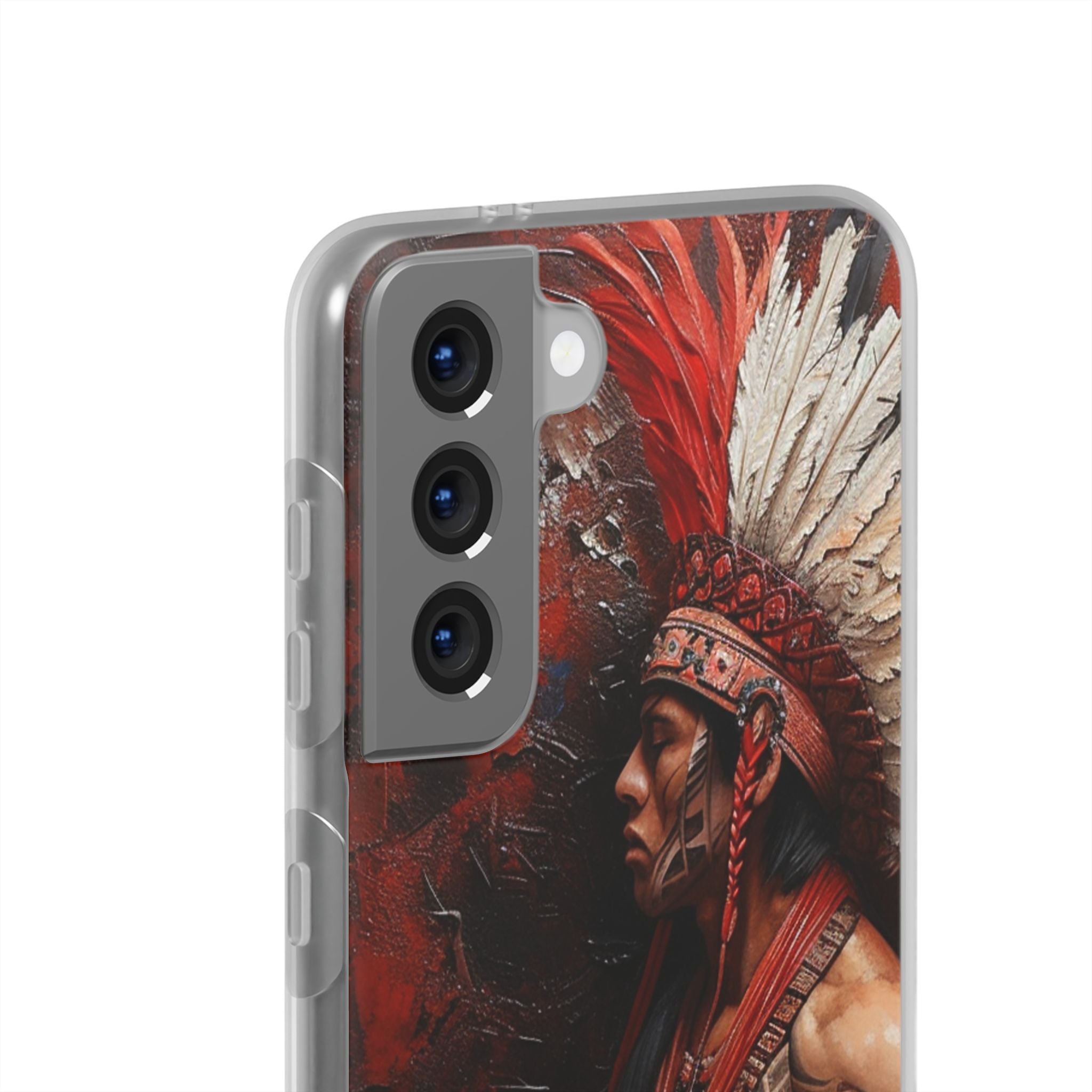 Aztec Noble Warrior – Flexi Phone Case (iPhone & Samsung • Clear TPU • Made in USA • Personalized Option)