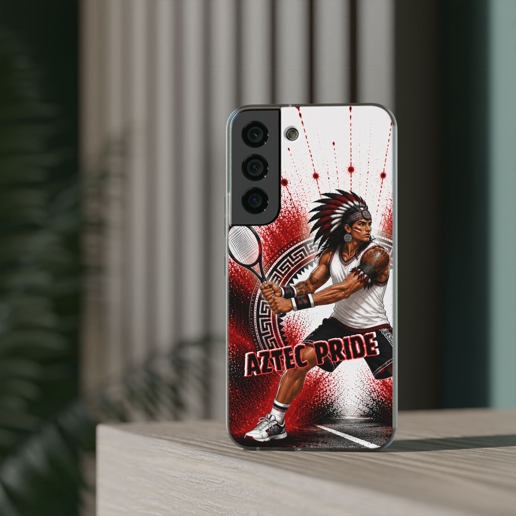 Aztec Tennis Male Warrior – Flexi Phone Case (iPhone & Samsung • Clear TPU • Made & Shipped in the USA • 🚚 FREE USA Shipping • Personalized Option)