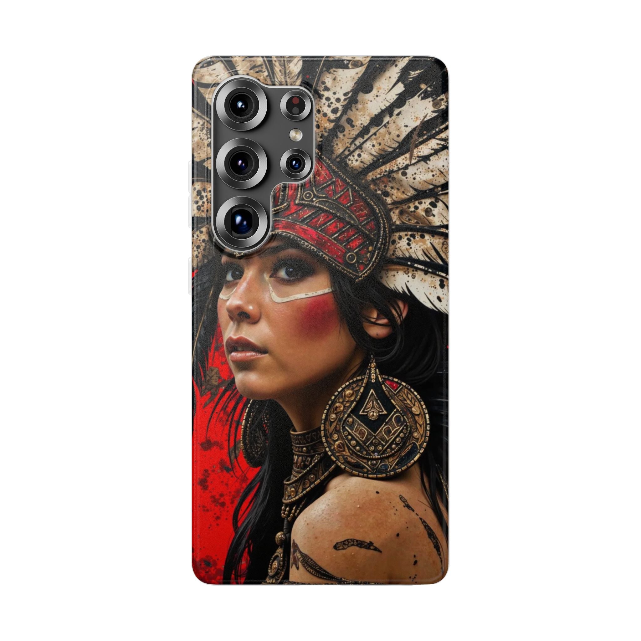 Aztec Moon Goddess – Flexi Phone Case (iPhone & Samsung • Clear TPU • Made in USA • Personalized Option)