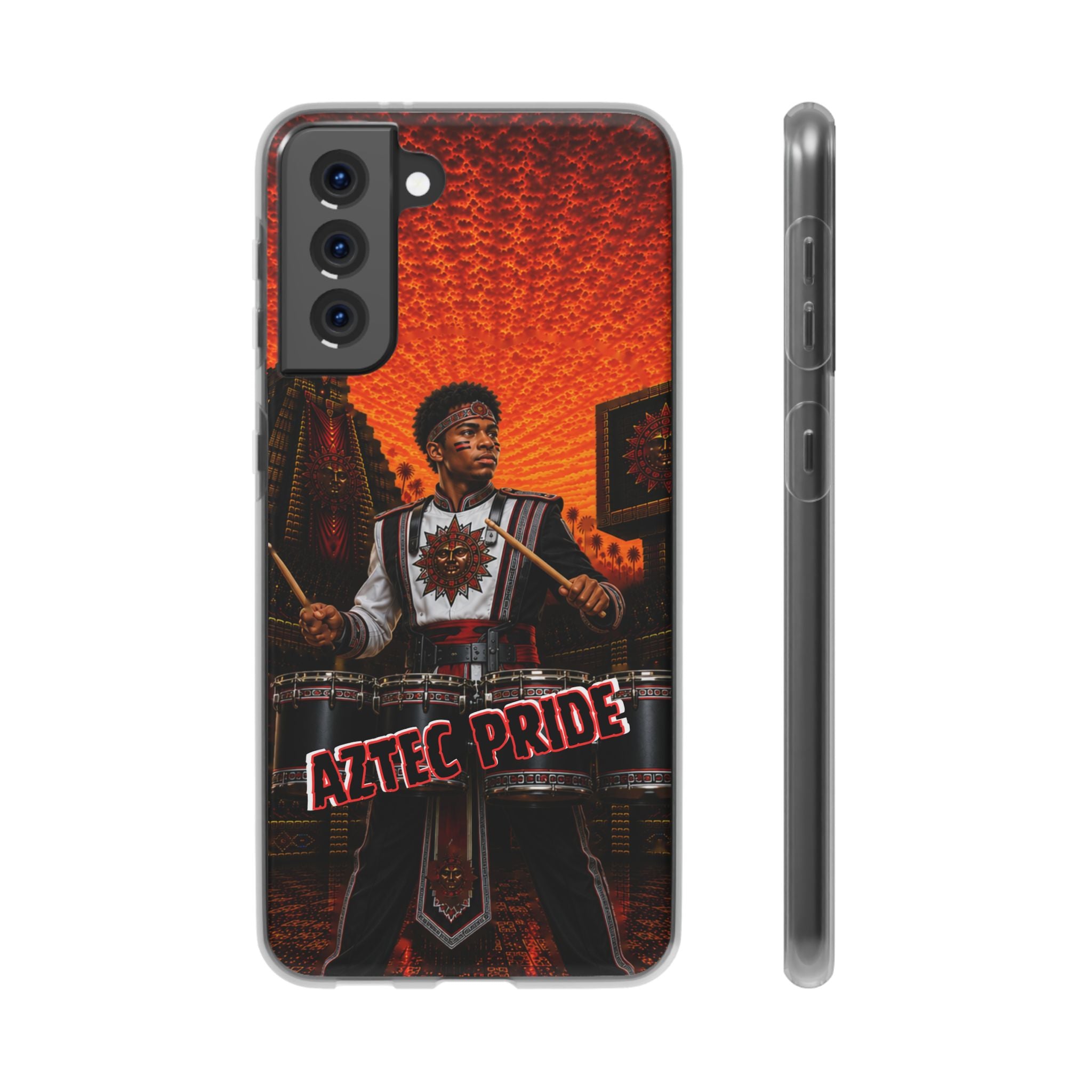 Aztec Band Warrior – Flexi Phone Case (iPhone & Samsung • Clear TPU • Made & Shipped in the USA • 🚚 FREE USA Shipping • Personalized Option)
