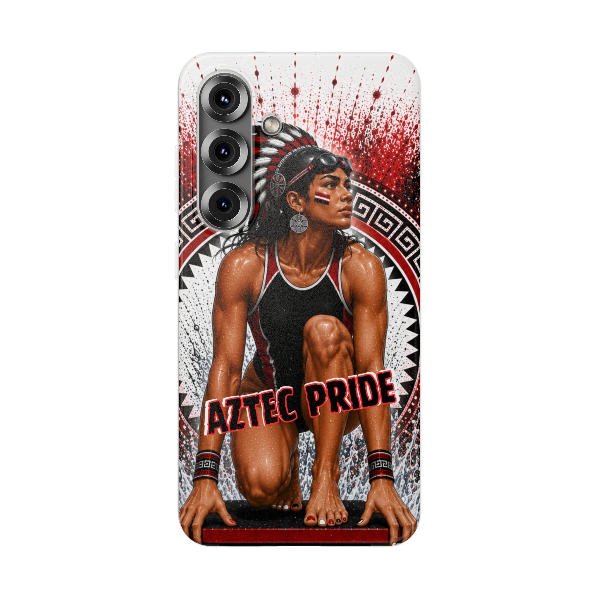 Aztec Swim & Dive Warrior – Flexi Phone Case (iPhone & Samsung • Clear TPU • Made & Shipped in the USA • 🚚 FREE USA Shipping • Personalized Option)