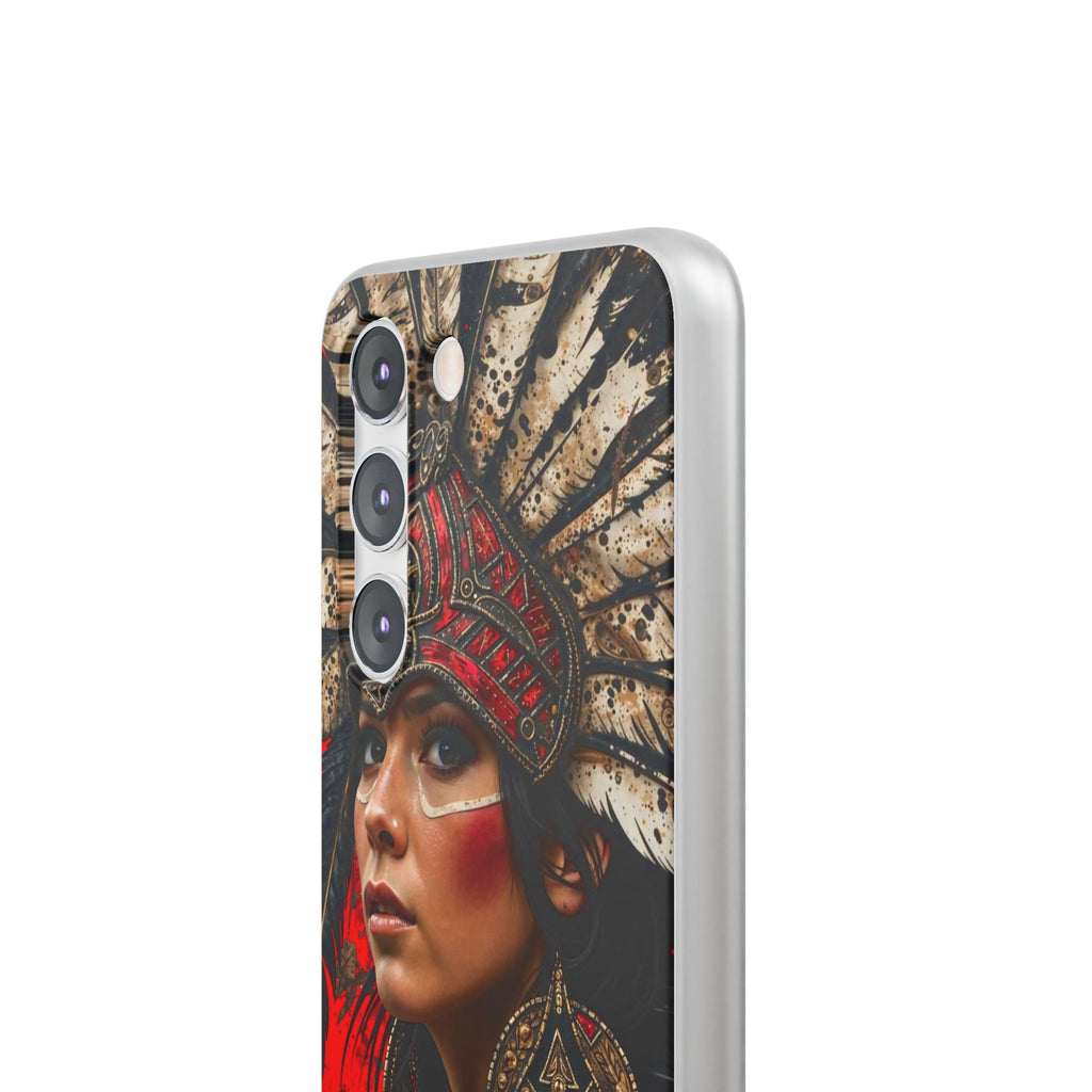 Aztec Moon Goddess – Flexi Phone Case (iPhone & Samsung • Clear TPU • Made in USA • Personalized Option)