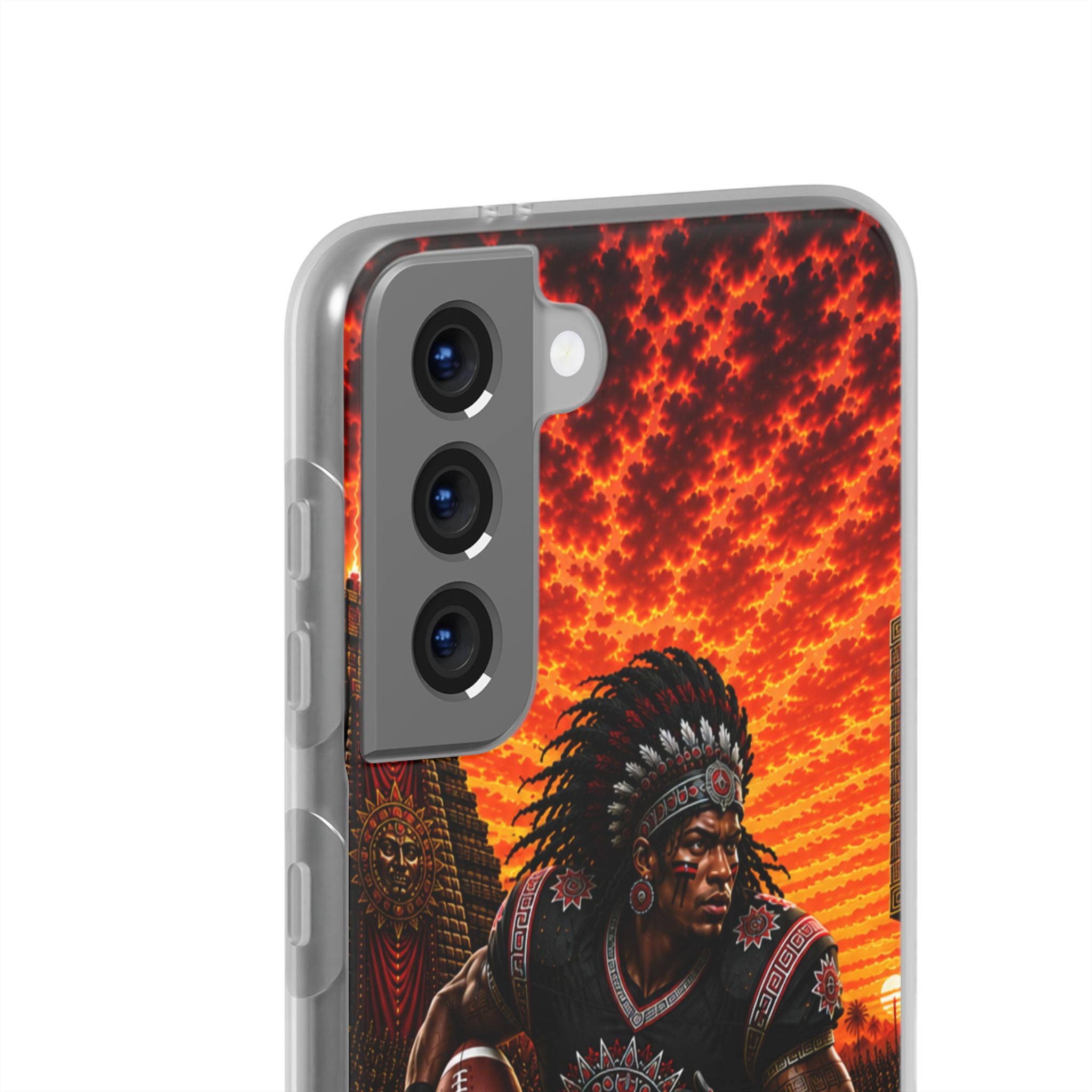 Aztec Football Warrior – Flexi Phone Case (iPhone & Samsung • Clear TPU • Made & Shipped in the USA • 🚚 FREE USA Shipping • Personalized Option)