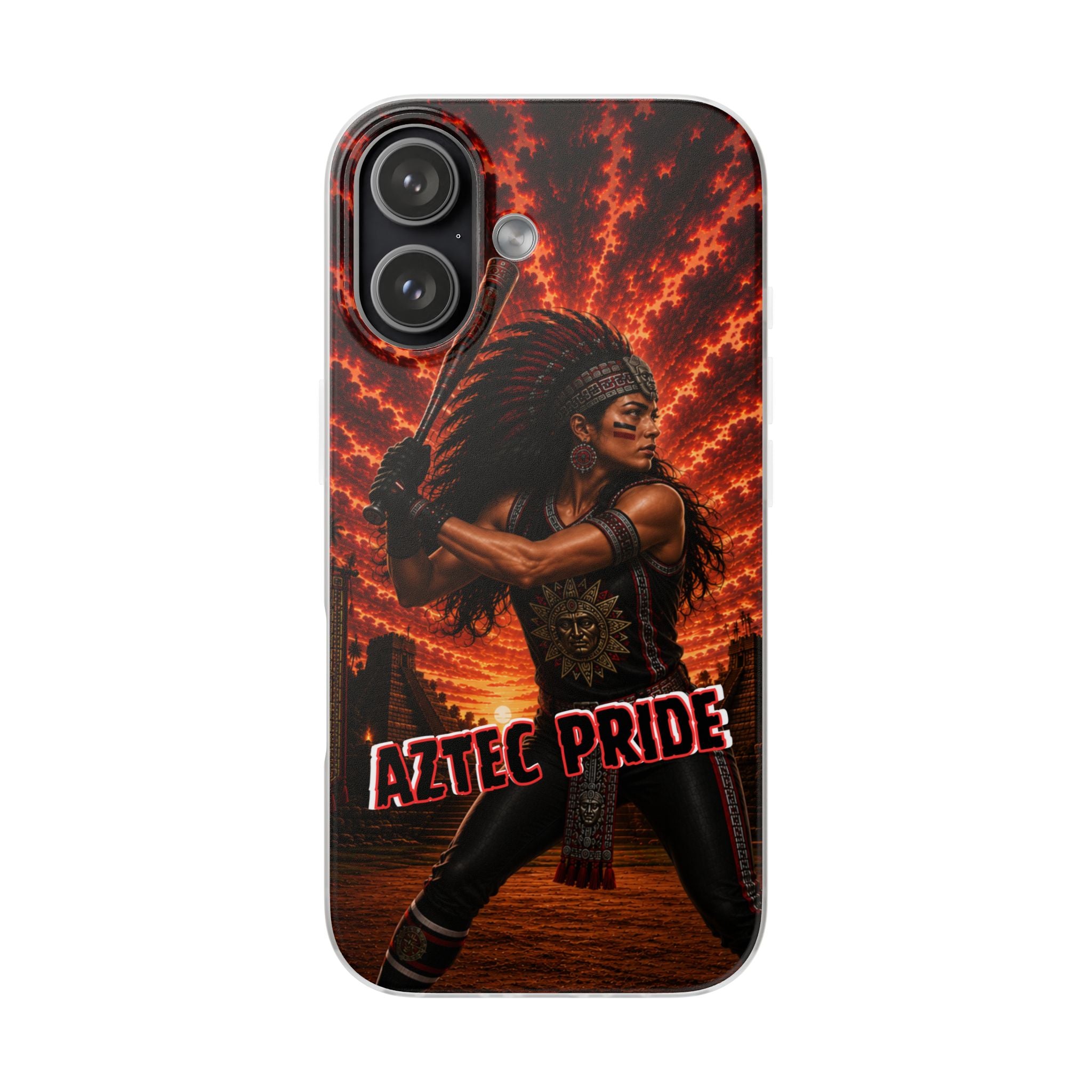 Aztec Softball Warrior – Flexi Phone Case (iPhone & Samsung • Clear TPU • Made & Shipped in the USA • 🚚 FREE USA Shipping • Personalized Option)