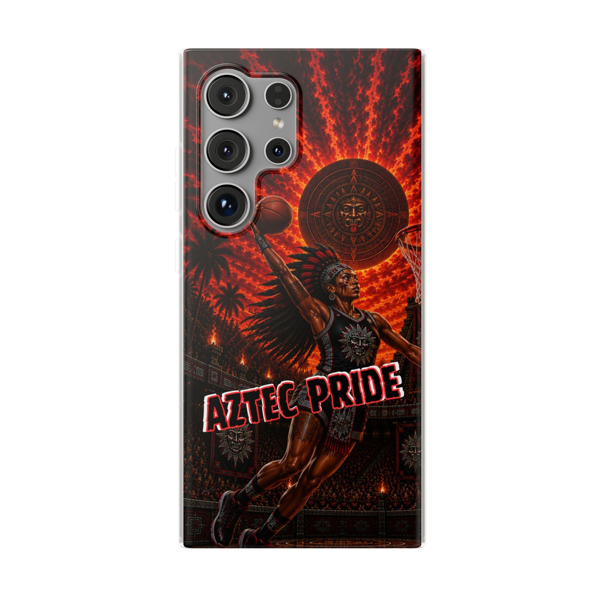 Aztec Basketball Female Warrior – Flexi Phone Case (iPhone & Samsung • Clear TPU • Made & Shipped in the USA • 🚚 FREE USA Shipping • Personalized Option)