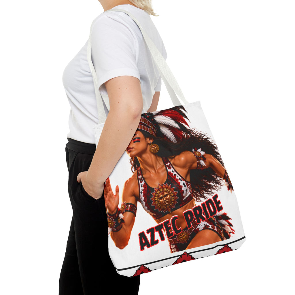 Aztec Track Female Warrior Tote Bag | Aztec-Inspired AI Art • Made & Shipped in the USA • 🚚 FREE USA Shipping • FREE Personalization