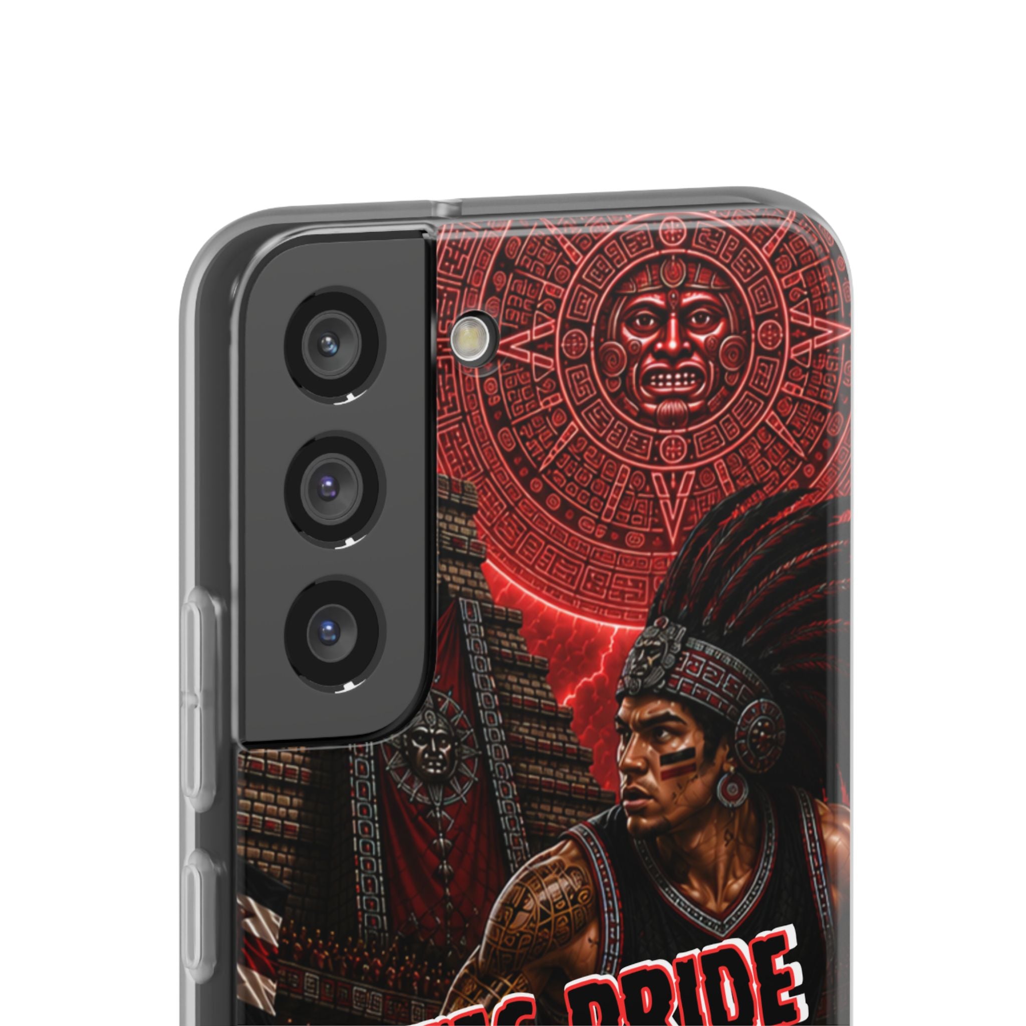 Aztec Basketall Warrior – Flexi Phone Case (iPhone & Samsung • Clear TPU • Made & Shipped in the USA • 🚚 FREE USA Shipping • Personalized Option)