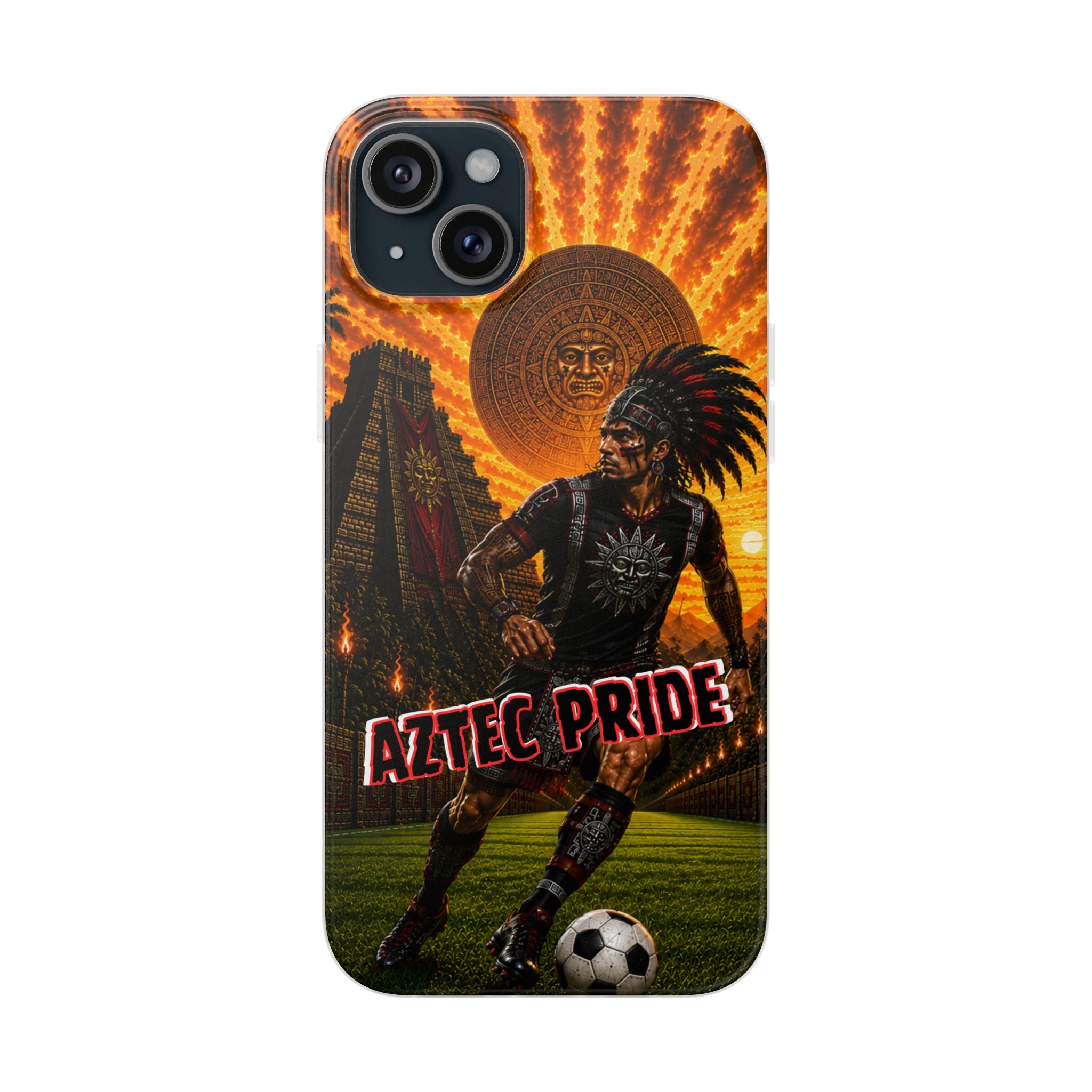 Aztec Soccer Male Warrior – Flexi Phone Case (iPhone & Samsung • Clear TPU • Made & Shipped in the USA • 🚚 FREE USA Shipping • Personalized Option)