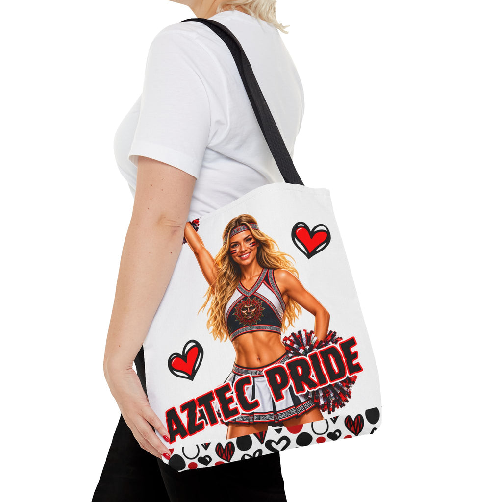 Aztec Cheerleader Warrior Tote Bag | Aztec-Inspired AI Art • Made & Shipped in the USA • 🚚 FREE USA Shipping • FREE Personalization