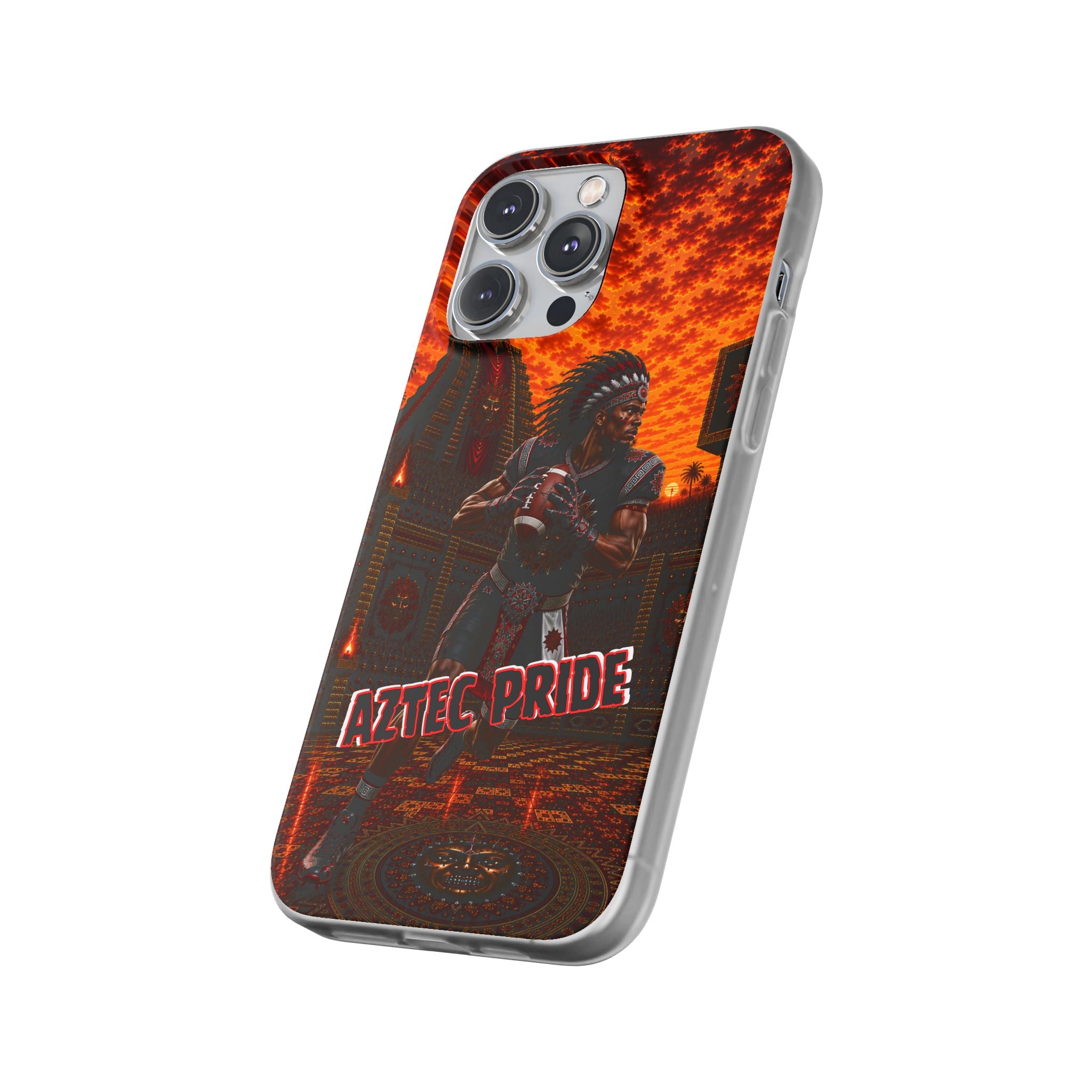 Aztec Football Warrior – Flexi Phone Case (iPhone & Samsung • Clear TPU • Made & Shipped in the USA • 🚚 FREE USA Shipping • Personalized Option)