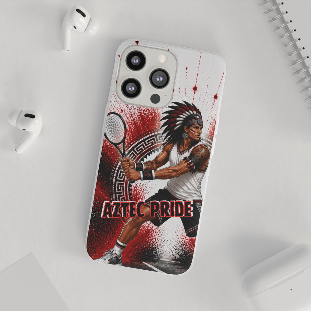 Aztec Tennis Male Warrior – Flexi Phone Case (iPhone & Samsung • Clear TPU • Made & Shipped in the USA • 🚚 FREE USA Shipping • Personalized Option)