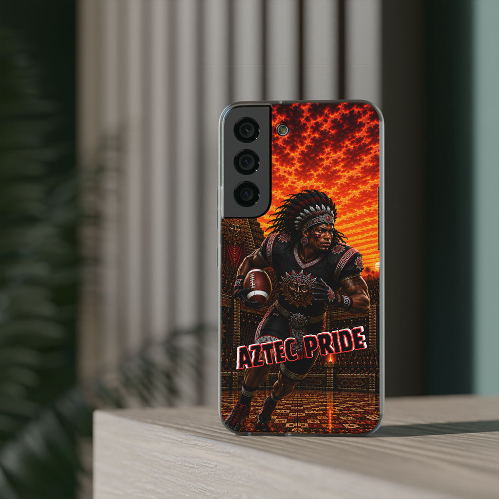 Aztec Football Warrior – Flexi Phone Case (iPhone & Samsung • Clear TPU • Made & Shipped in the USA • 🚚 FREE USA Shipping • Personalized Option)