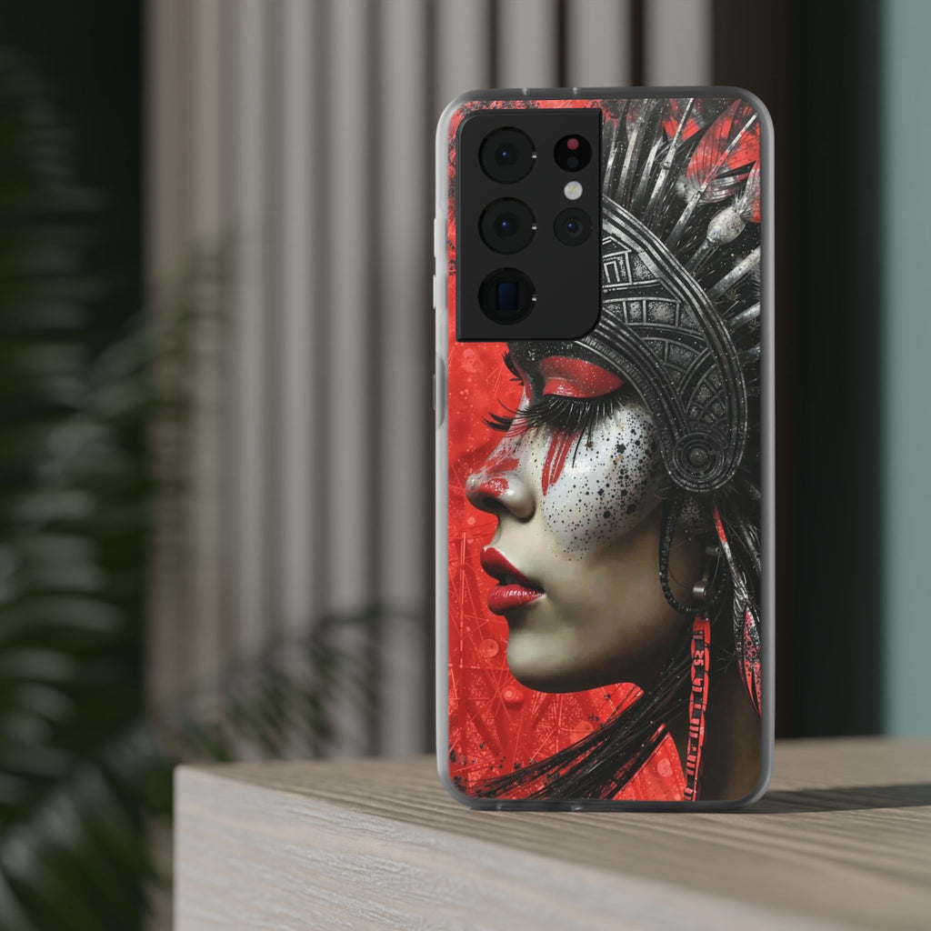 Aztec Fearless Goddess – Flexi Phone Case (iPhone & Samsung • Clear TPU • Made in USA • Personalized Option)