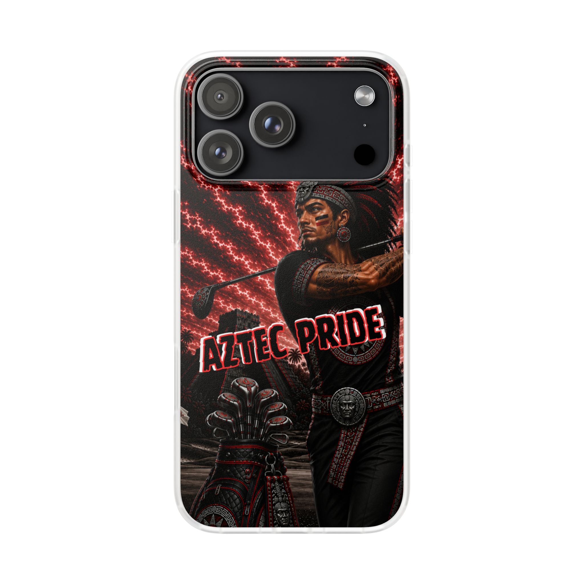 Aztec Golf Male Warrior – Flexi Phone Case (iPhone & Samsung • Clear TPU • Made & Shipped in the USA • 🚚 FREE USA Shipping • Personalized Option)