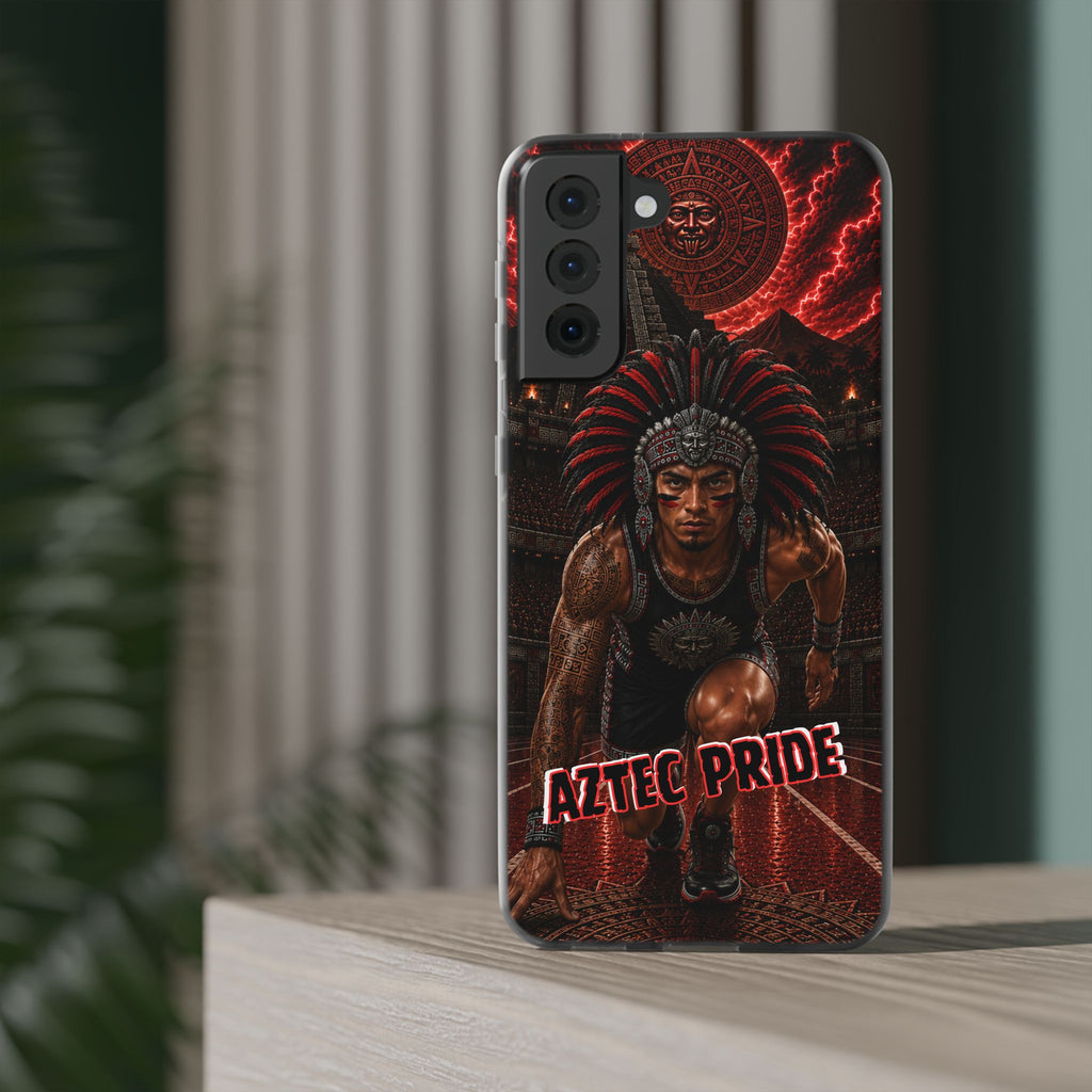 Aztec Track & Field Male Warrior – Flexi Phone Case (iPhone & Samsung • Clear TPU • Made & Shipped in the USA • 🚚 FREE USA Shipping • Personalized Option)