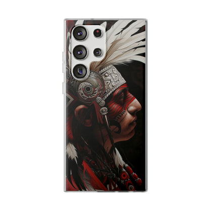 Aztec Warrior King – Flexi Phone Case (iPhone & Samsung • Clear TPU • Made in USA • Personalized Option)
