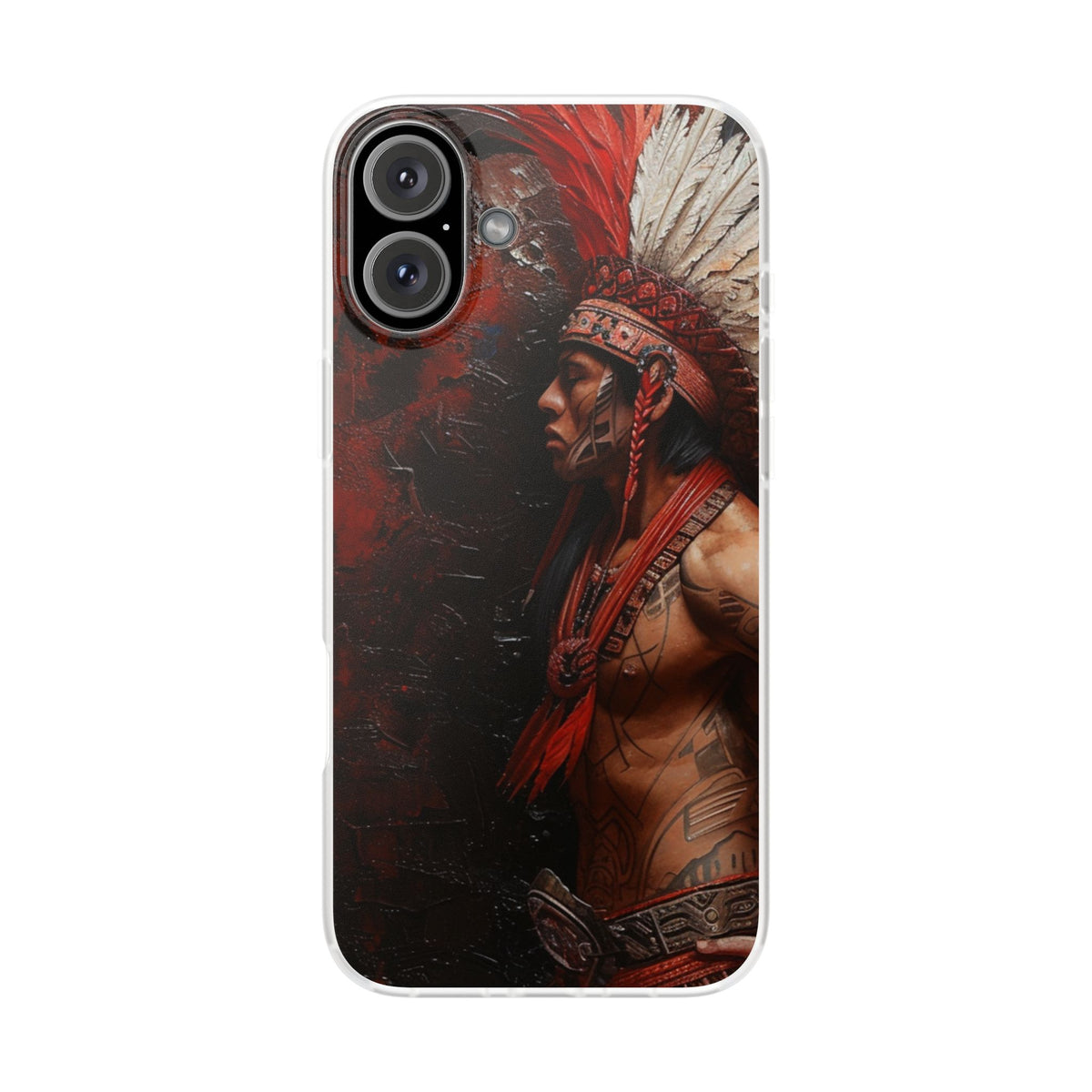 Aztec Noble Warrior – Flexi Phone Case (iPhone & Samsung • Clear TPU • Made in USA • Personalized Option)