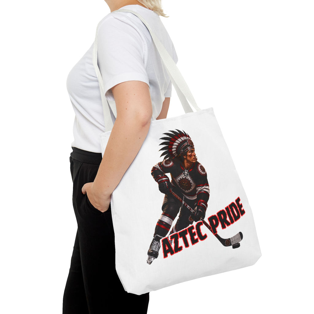 Aztec Hockey Warrior Tote Bag | Aztec-Inspired AI Art • Made & Shipped in the USA • 🚚 FREE USA Shipping • FREE Personalization