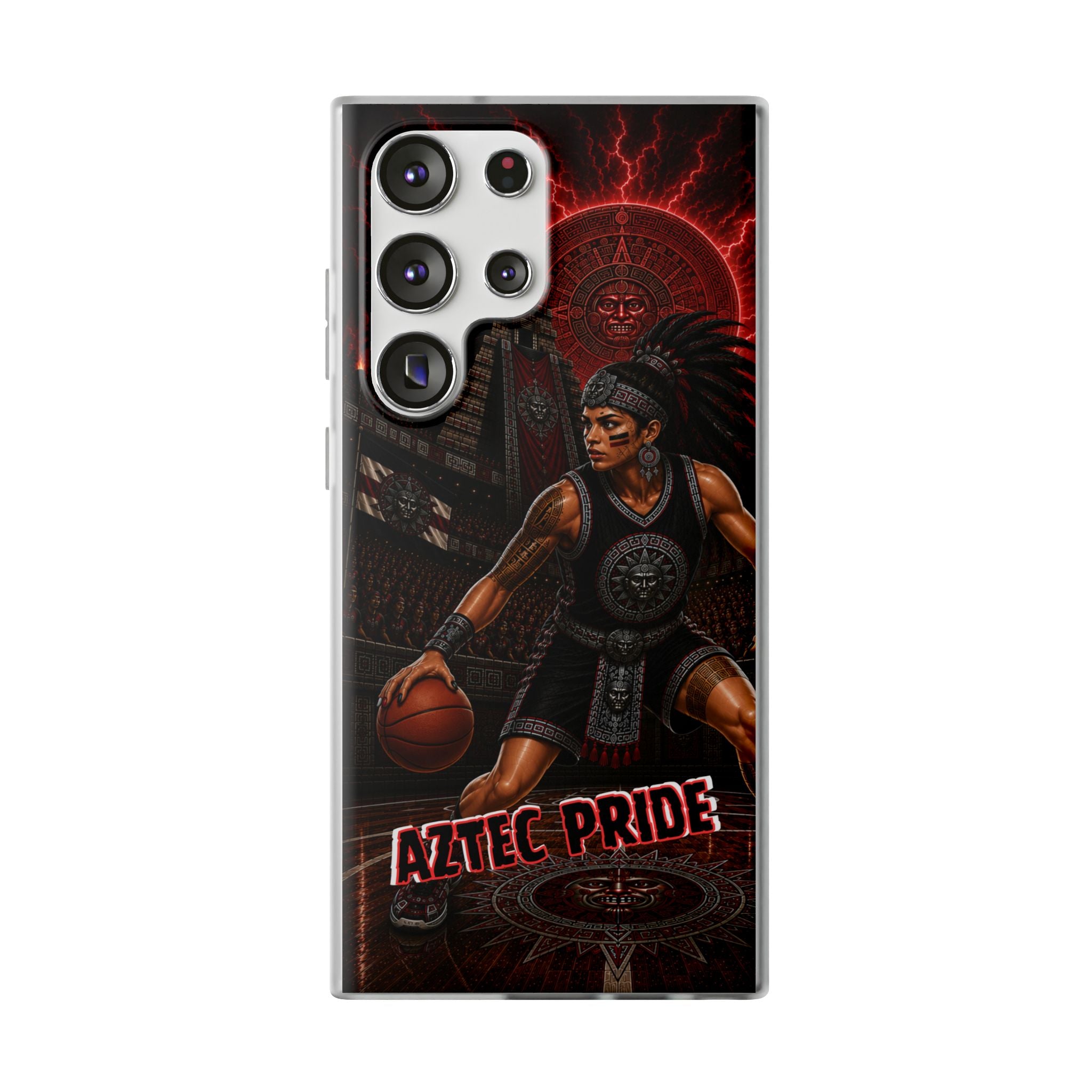 Aztec Basketball Female Warrior – Flexi Phone Case (iPhone & Samsung • Clear TPU • Made & Shipped in the USA • 🚚 FREE USA Shipping • Personalized Option)