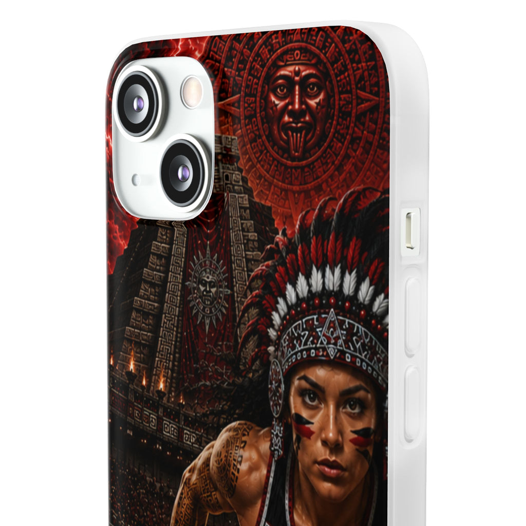 Aztec Track & Field Female Warrior – Flexi Phone Case (iPhone & Samsung • Clear TPU • Made & Shipped in the USA • 🚚 FREE USA Shipping • Personalized Option)