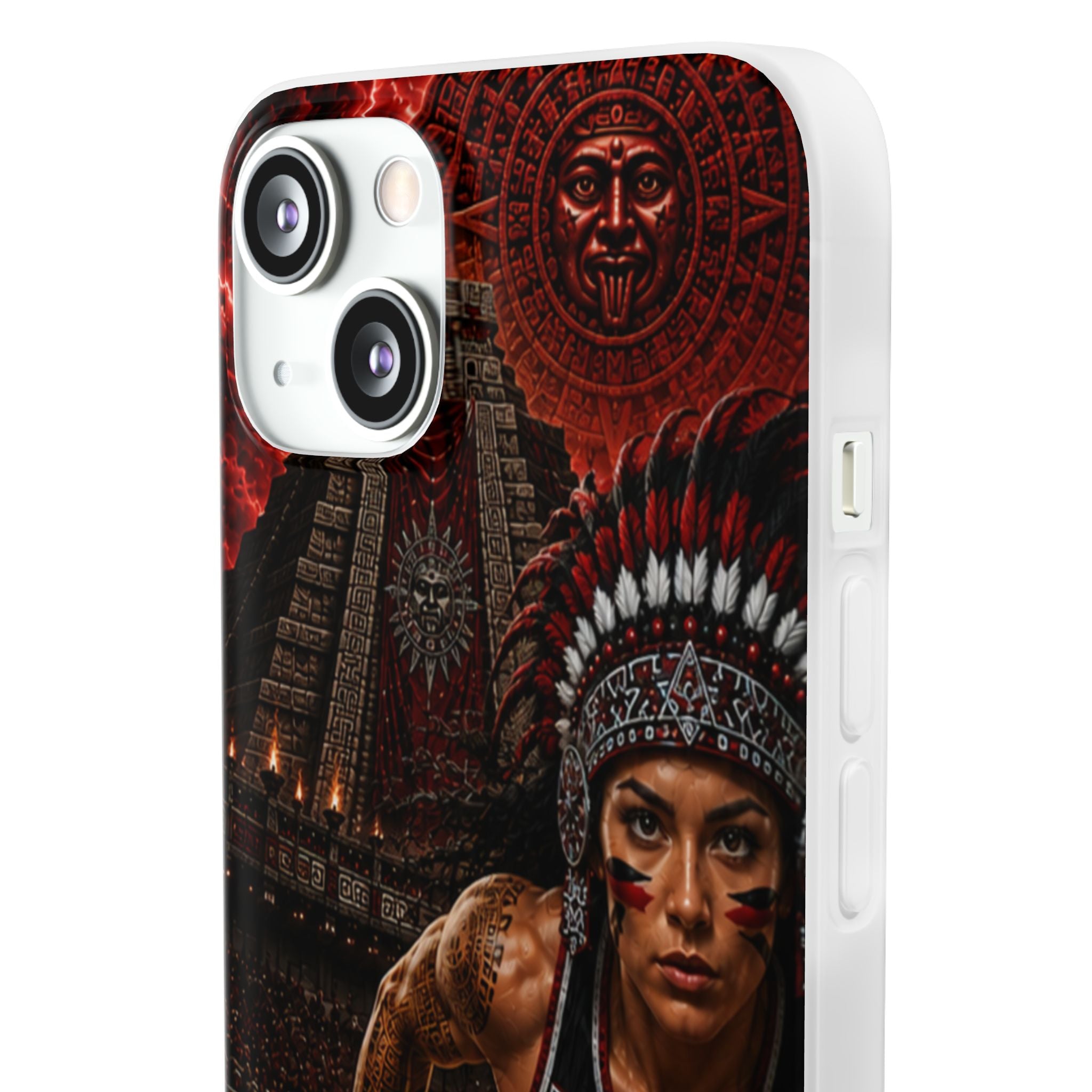 Aztec Track & Field Female Warrior – Flexi Phone Case (iPhone & Samsung • Clear TPU • Made & Shipped in the USA • 🚚 FREE USA Shipping • Personalized Option)