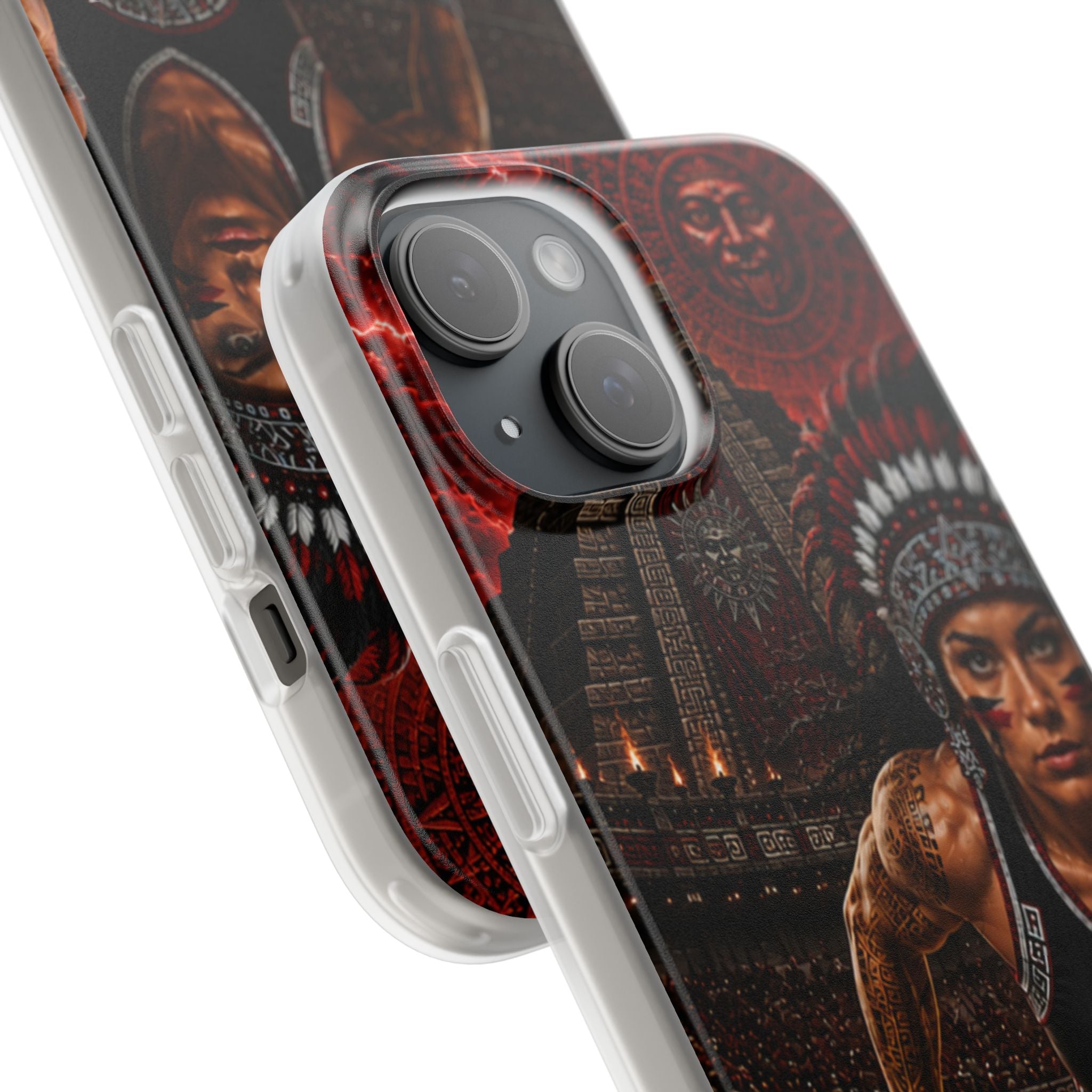 Aztec Track & Field Female Warrior – Flexi Phone Case (iPhone & Samsung • Clear TPU • Made & Shipped in the USA • 🚚 FREE USA Shipping • Personalized Option)