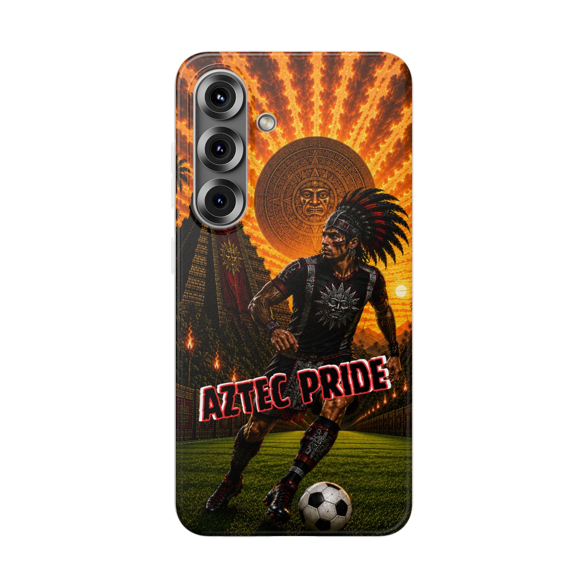 Aztec Soccer Male Warrior – Flexi Phone Case (iPhone & Samsung • Clear TPU • Made & Shipped in the USA • 🚚 FREE USA Shipping • Personalized Option)
