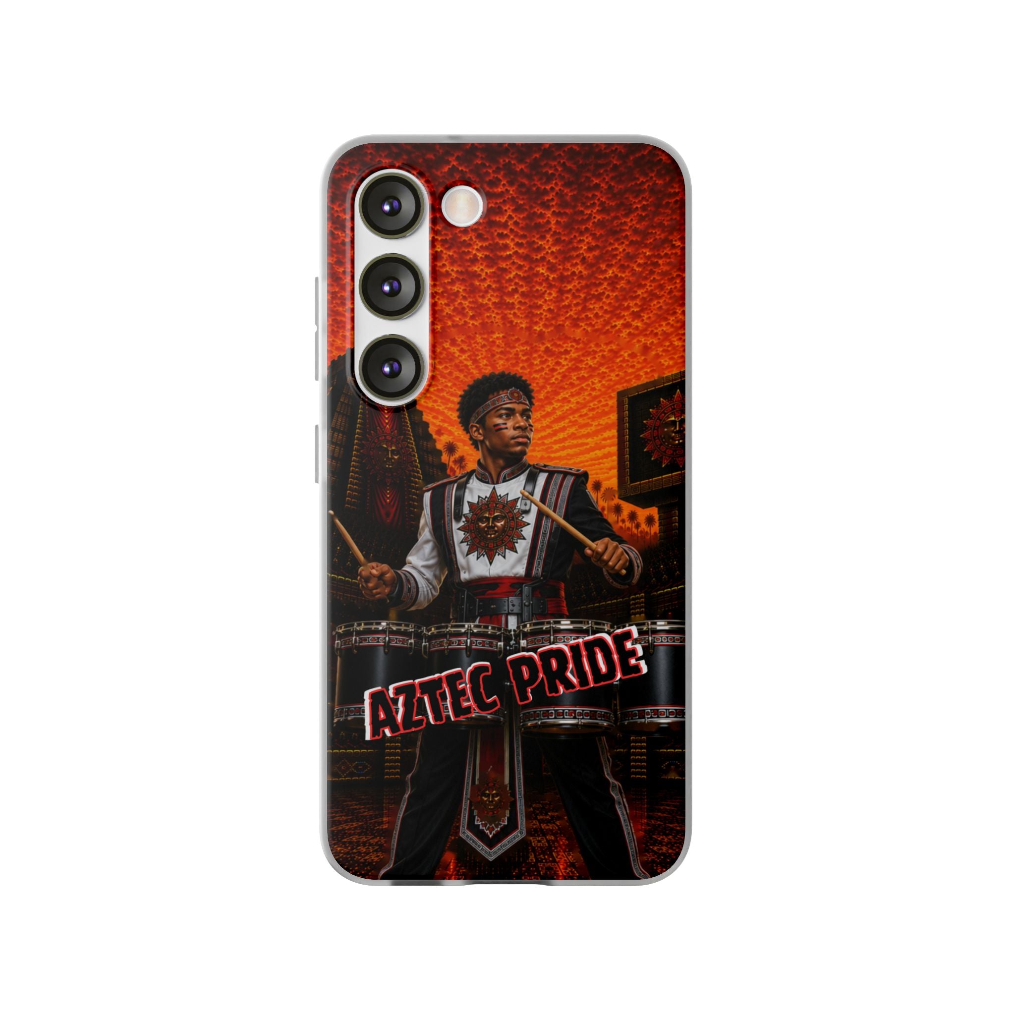 Aztec Band Warrior – Flexi Phone Case (iPhone & Samsung • Clear TPU • Made & Shipped in the USA • 🚚 FREE USA Shipping • Personalized Option)