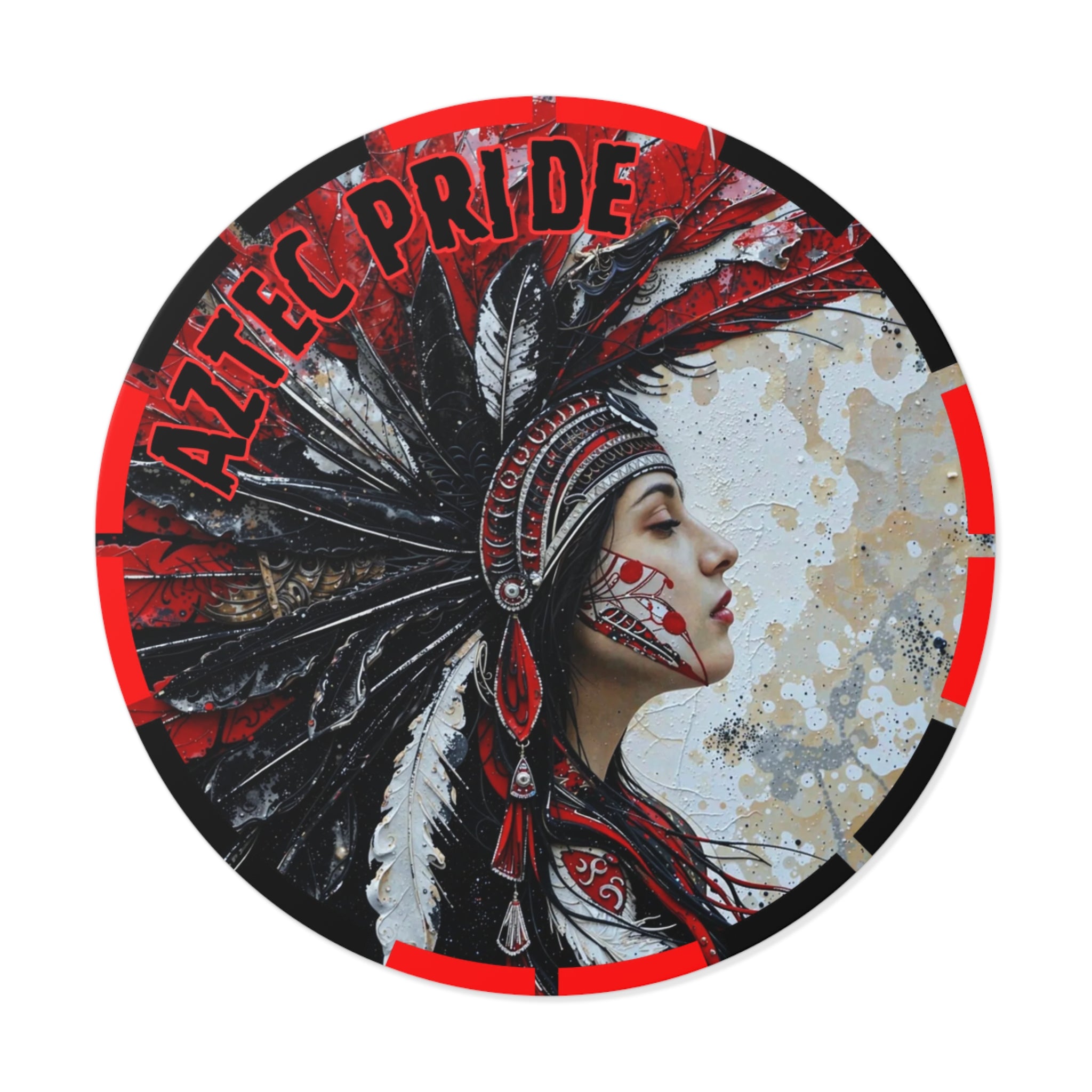 Aztec Silent Goddess Round Vinyl Sticker – Waterproof Matte Decal (2”–6”)