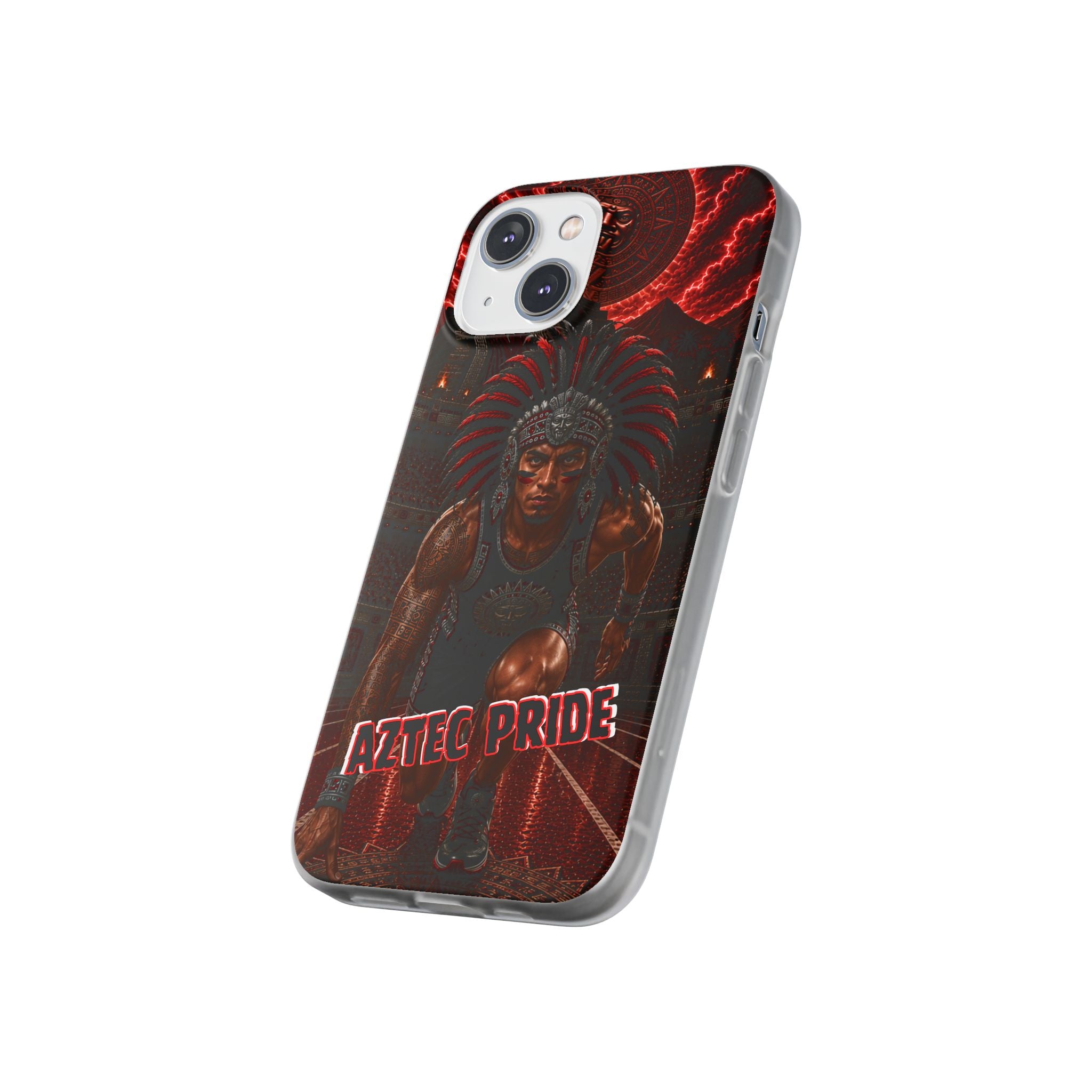 Aztec Track & Field Male Warrior – Flexi Phone Case (iPhone & Samsung • Clear TPU • Made & Shipped in the USA • 🚚 FREE USA Shipping • Personalized Option)