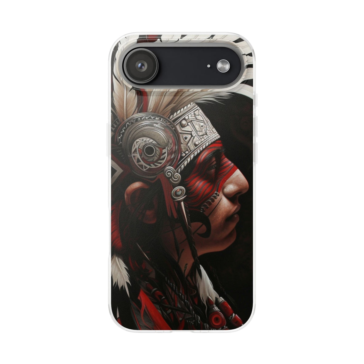 Aztec Warrior King – Flexi Phone Case (iPhone & Samsung • Clear TPU • Made in USA • Personalized Option)