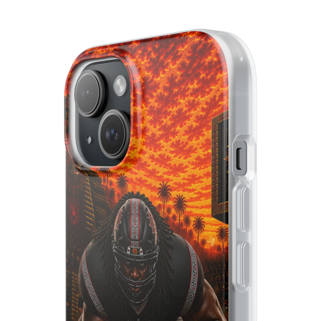 Aztec Football Warrior – Flexi Phone Case (iPhone & Samsung • Clear TPU • Made & Shipped in the USA • 🚚 FREE USA Shipping • Personalized Option)