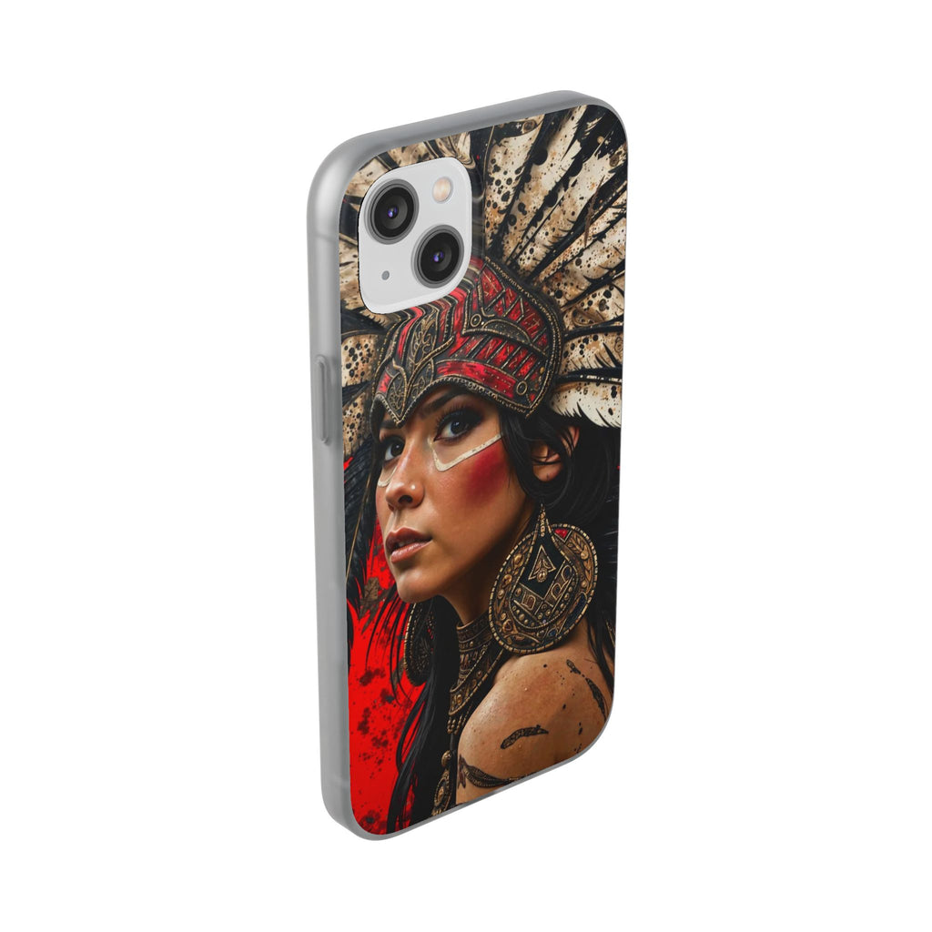 Aztec Moon Goddess – Flexi Phone Case (iPhone & Samsung • Clear TPU • Made in USA • Personalized Option)