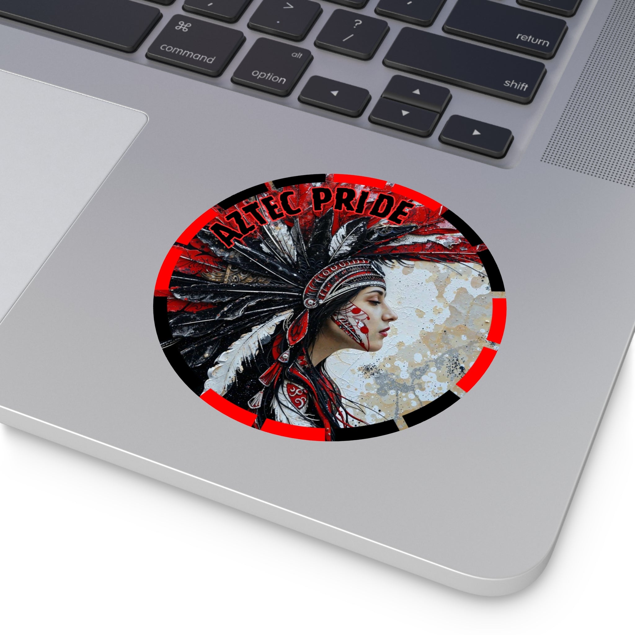 Aztec Silent Goddess Round Vinyl Sticker – Waterproof Matte Decal (2”–6”)