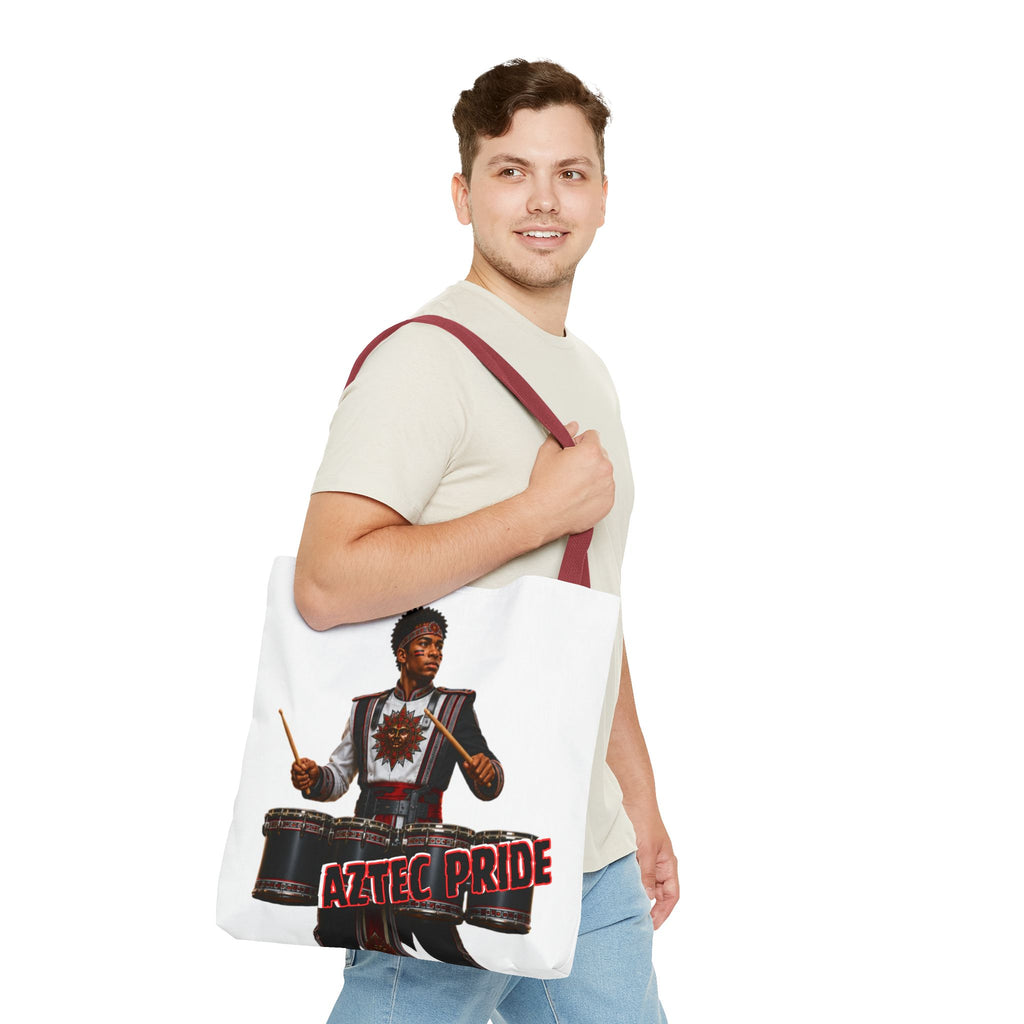 Aztec Band Warrior Tote Bag | Aztec-Inspired AI Art • Made & Shipped in the USA • 🚚 FREE USA Shipping • FREE Personalization